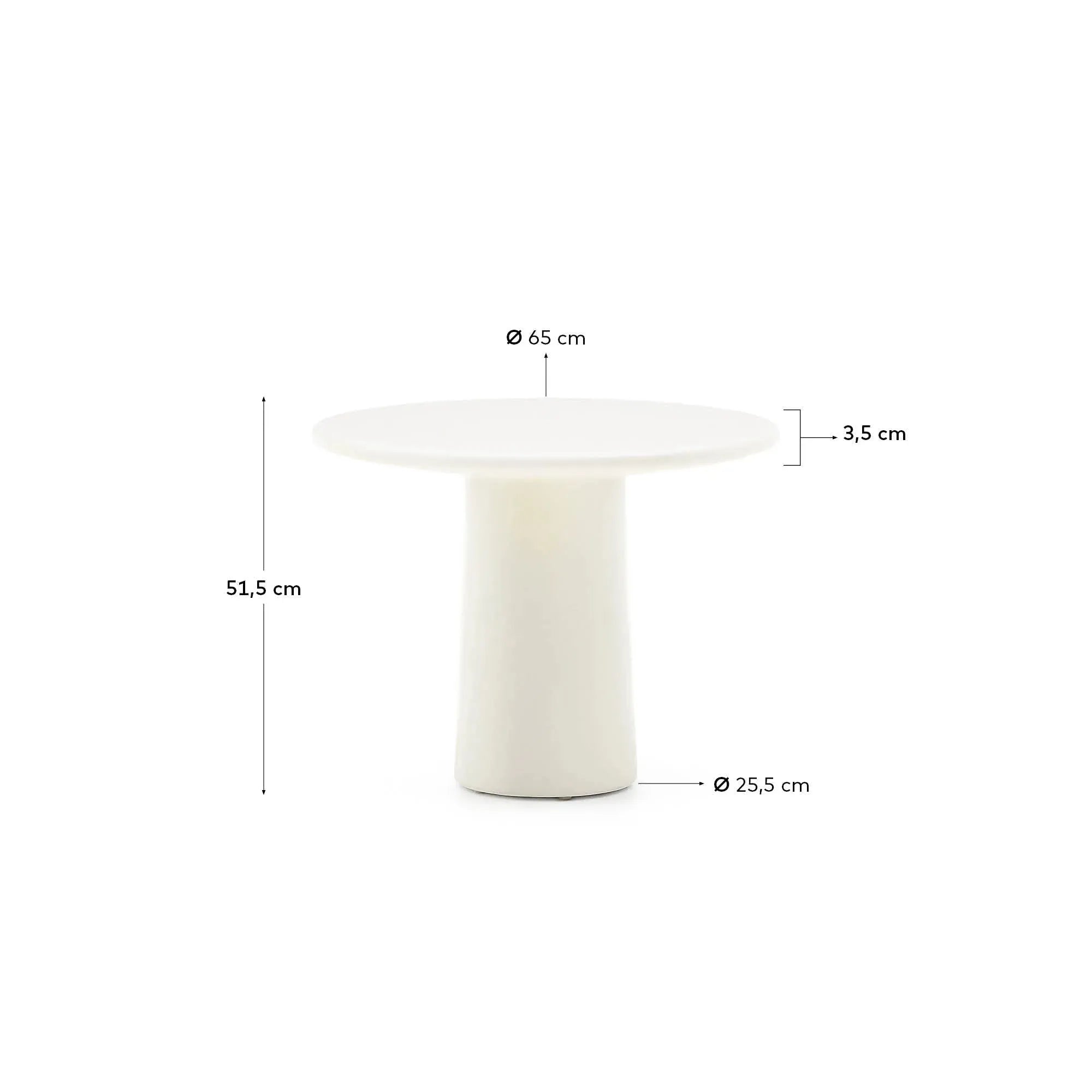 Eleganter Couchtisch Albanella aus Zement mit glänzend weißem Finish, Ø 65 cm, modernes Design, hochwertig, von Kave Home.