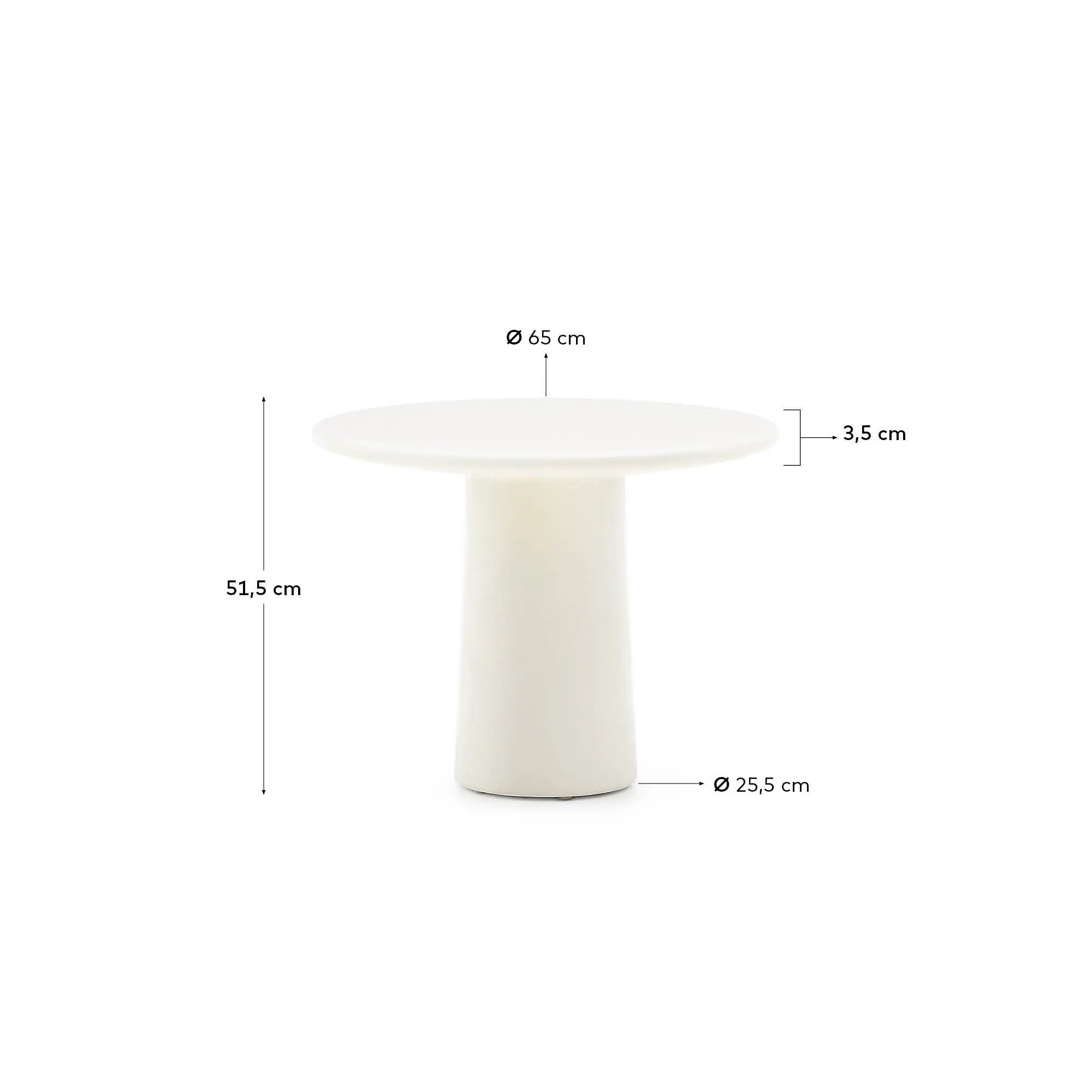 Moderner Couchtisch Albanella aus Zement mit glänzend weißem Finish, Ø 65 cm, stilvoll und hochwertig, von Kave Home.