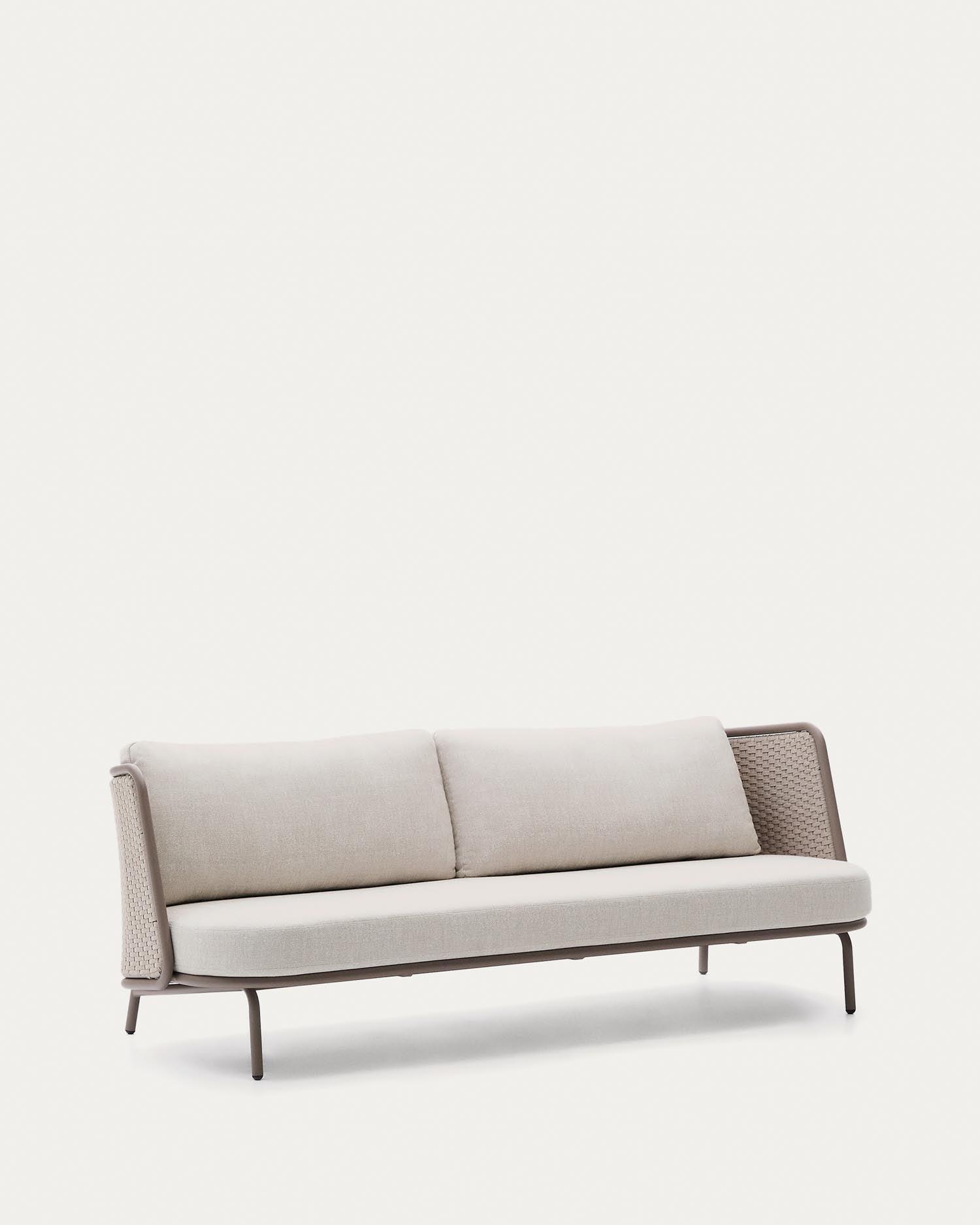 Outdoor-3-Sitzer-Sofa Sedalis aus Aluminium und taupefarbenem Seil 210 cm in Taupe präsentiert im Onlineshop von KAQTU Design AG. Lounge Sofa ist von Kave Home