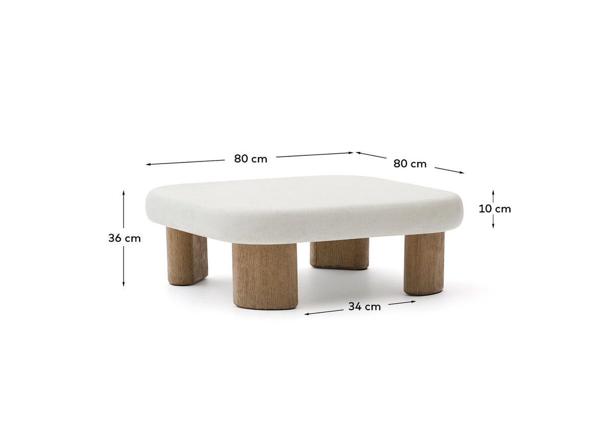Couchtisch Labra aus Zement und Akazienholz 80 x 80 cm FSC 100% in Weiss, Natur, Ecru präsentiert im Onlineshop von KAQTU Design AG. Loungetisch ist von Kave Home