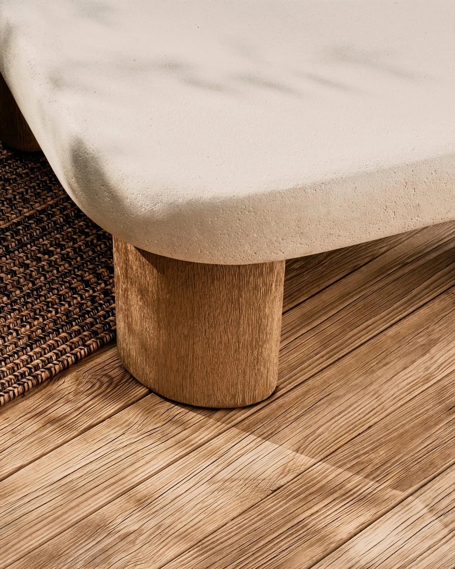 Couchtisch Labra, 80x80 cm, aus Zement und Akazienholz von Kave Home. Modernes Design für ein stilvolles Wohnzimmer.