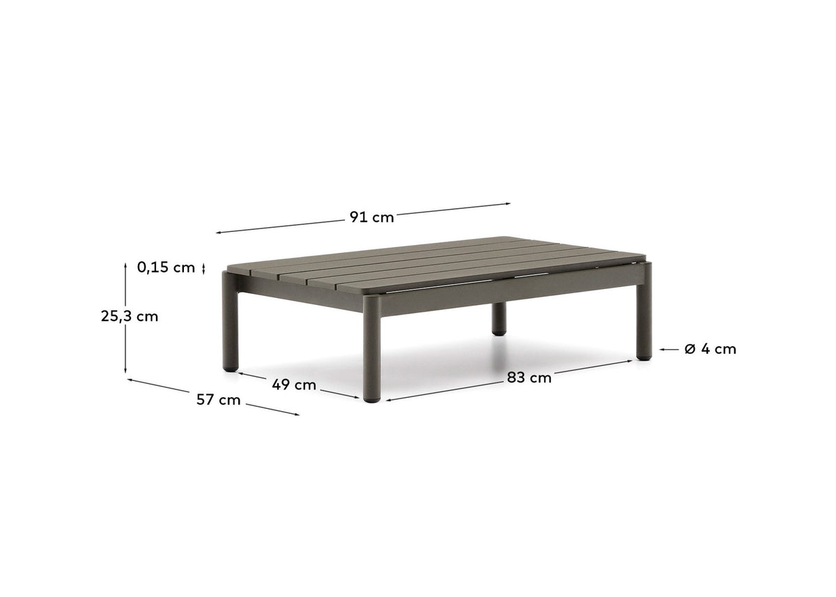 Couchtisch Sorells aus grünem Aluminium 52,4 x 91 cm in Khaki präsentiert im Onlineshop von KAQTU Design AG. Loungetisch ist von Kave Home
