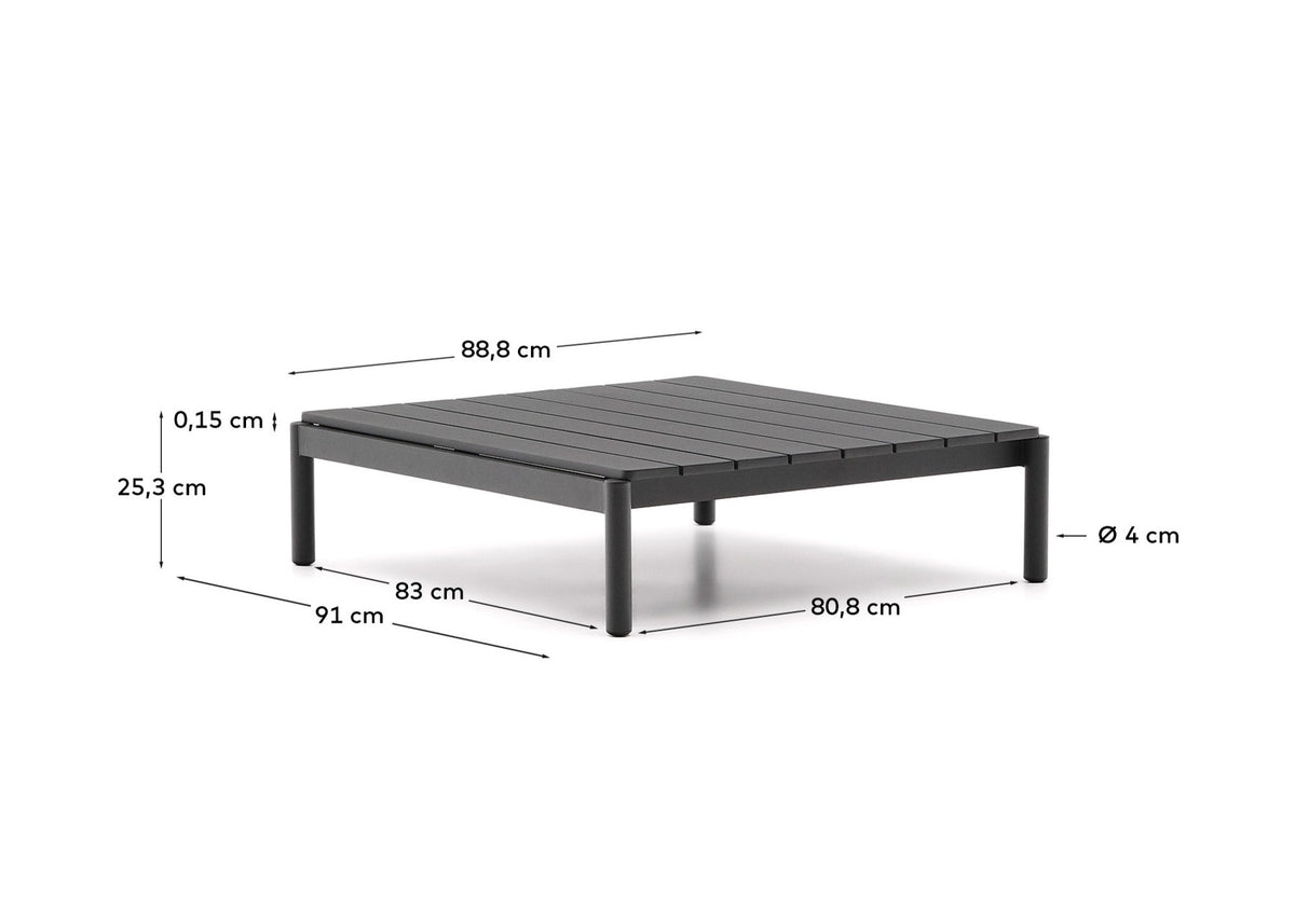 Couchtisch Sorells aus grauem Aluminium 89 x 91 cm in Graphit präsentiert im Onlineshop von KAQTU Design AG. Loungetisch ist von Kave Home