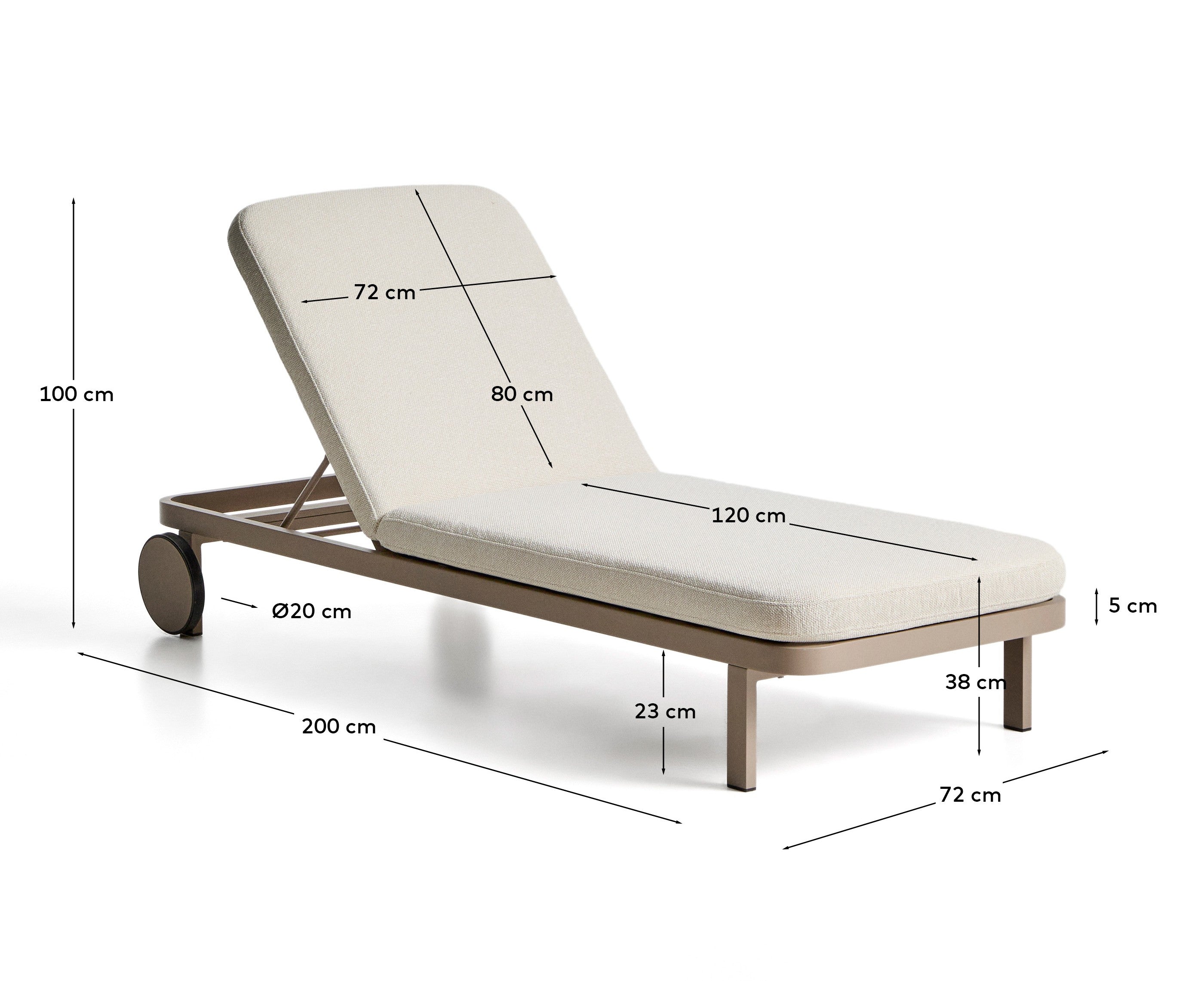Elegante Sonnenliege Kionia aus robustem Aluminium in stilvollem Taupe, ideal für entspannte Stunden im Freien.