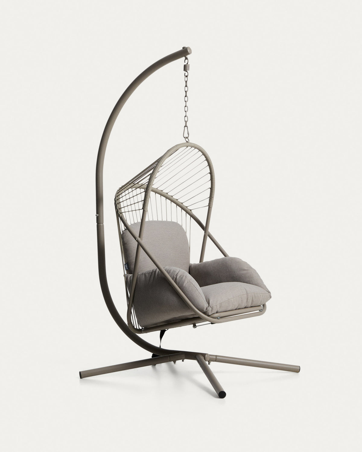 Hängesessel Livadi aus Stahl und taupefarbenem Seil in Beige, Ecru präsentiert im Onlineshop von KAQTU Design AG. Hängestuhl ist von Kave Home