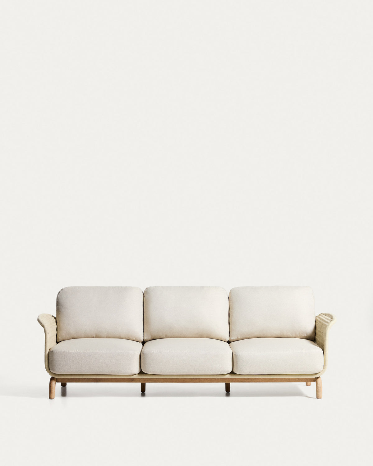 3-Sitzer-Sofa Alipa aus massivem Akazienholz und ecrufarbenem Seil, 235 cm FSC 100% in Ecru, Beige, Weiss präsentiert im Onlineshop von KAQTU Design AG. Lounge Sofa ist von Kave Home
