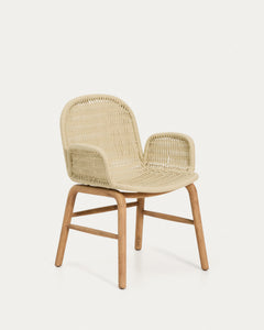 Poltroncina Alipa in legno massello di acacia e corda ecrù, FSC 100%