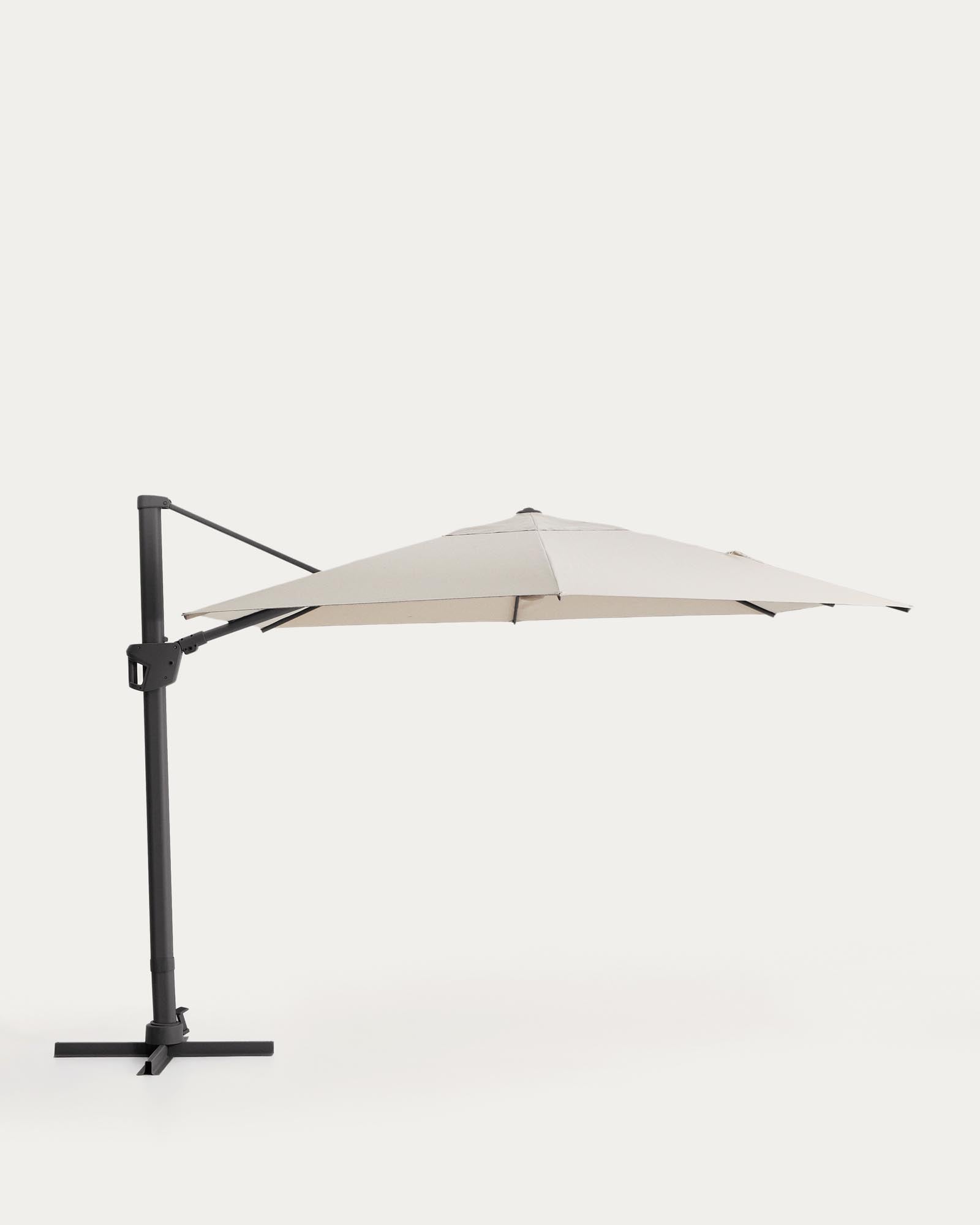 Exzentrischer Sonnenschirm Noli in Beige mit graphitgrauem Aluminiumgestell, 300 x 420 cm in Beige präsentiert im Onlineshop von KAQTU Design AG. Sonnenschirm ist von Kave Home