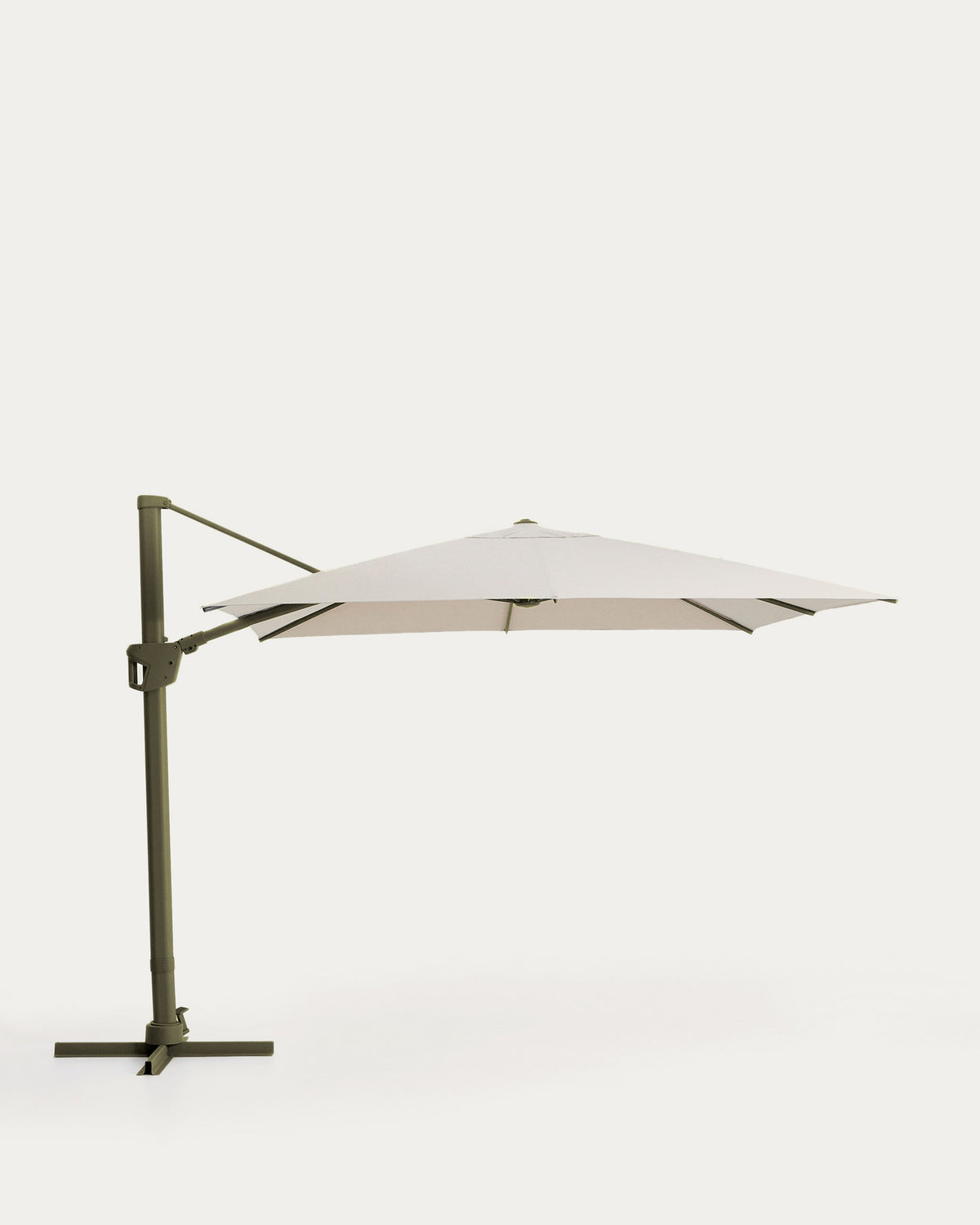 Exzentrischer Sonnenschirm Noli in Beige mit grünem Aluminiumgestell, 300 x 300 cm in Beige, Ecru, Grün präsentiert im Onlineshop von KAQTU Design AG. Sonnenschirm ist von Kave Home