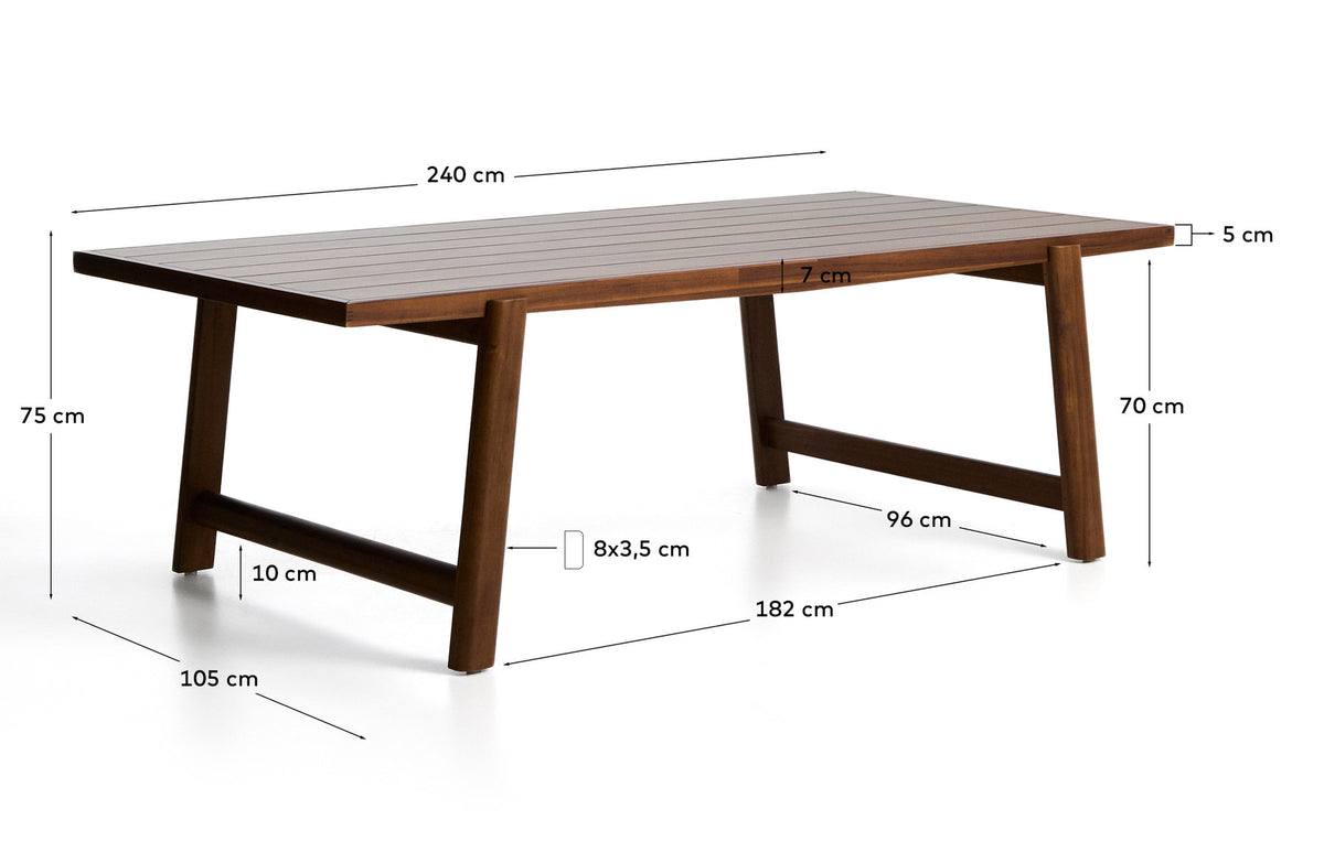 Outdoor-Tisch Itani aus massivem Akazienholz, 240 x 100 cm, FSC 100 % in Braun präsentiert im Onlineshop von KAQTU Design AG. Gartentisch ist von Kave Home