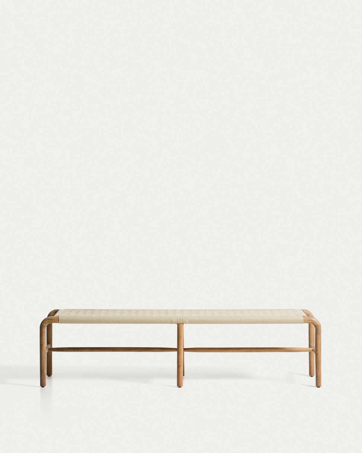 Bank Alipa aus massivem Akazienholz und ecrufarbenem Seil, 180 cm, FSC 100 % in Ecru, Beige, Weiss präsentiert im Onlineshop von KAQTU Design AG. Gartenbank ist von Kave Home