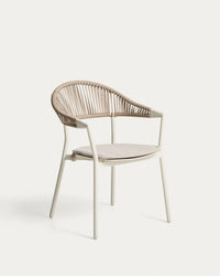 Sedia da esterno impilabile Alimia in alluminio ecrù e corda sintetica beige