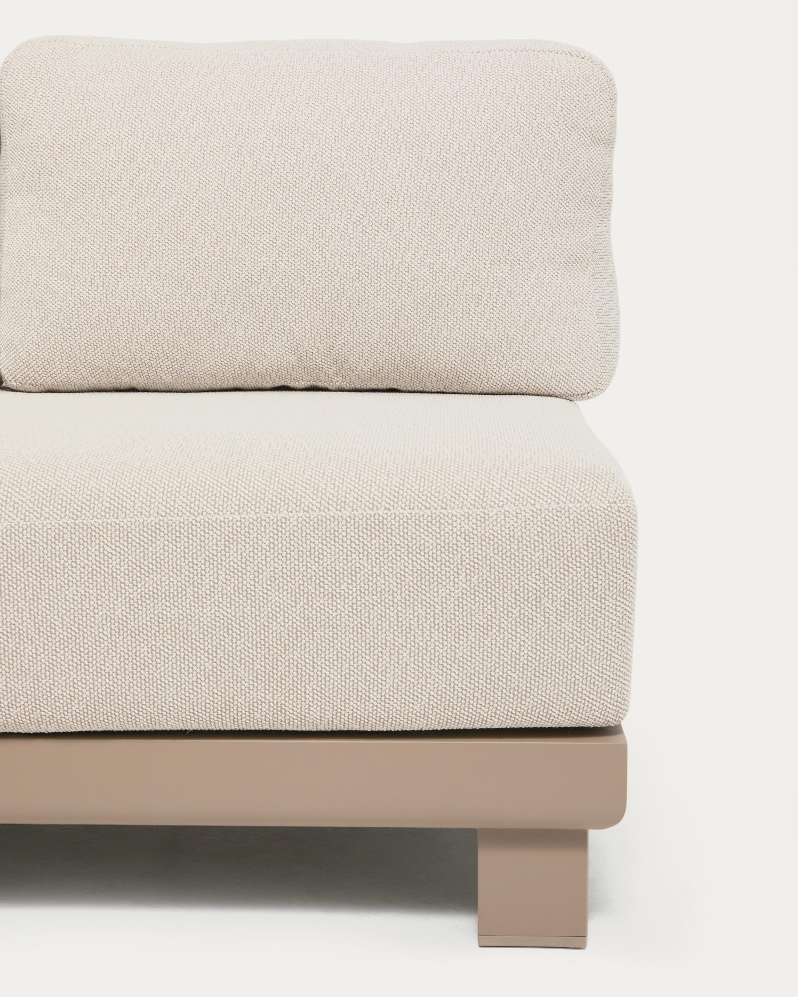 Modernes 3-Sitzer-Sofa Nerano in Taupe, aus langlebigem Aluminium, perfekt für entspannte Stunden im Freien oder im Wohnzimmer.