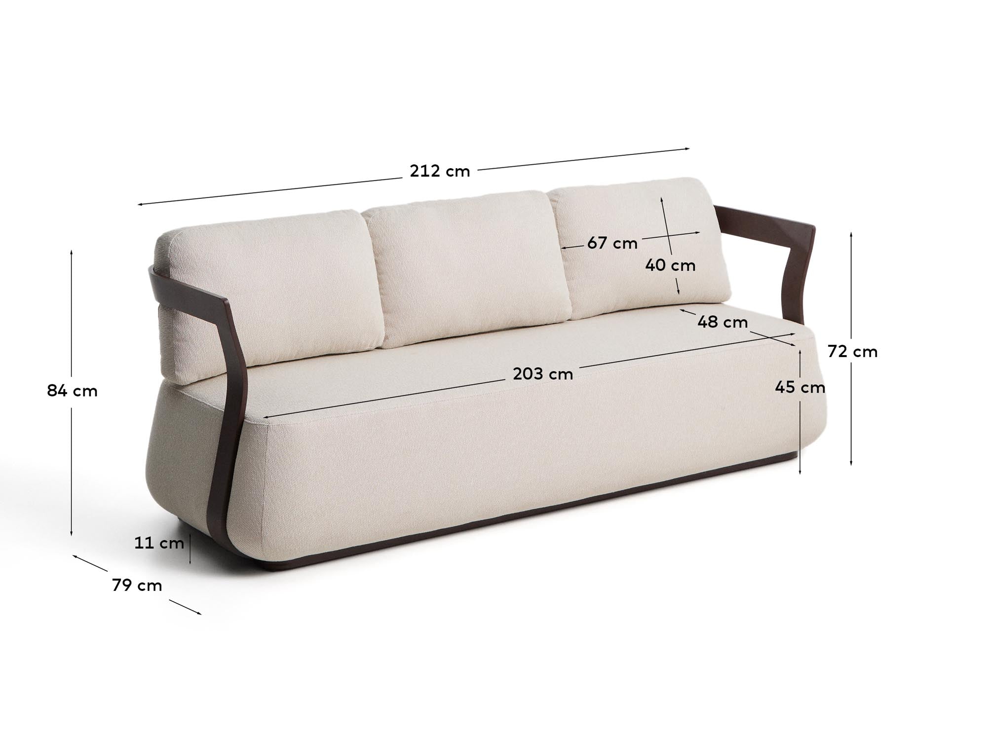 Modernes 3-Sitzer Sofa Tamaris aus langlebigem Aluminium in warmem Braun, perfekt für entspannte Stunden im Innen- und Außenbereich.