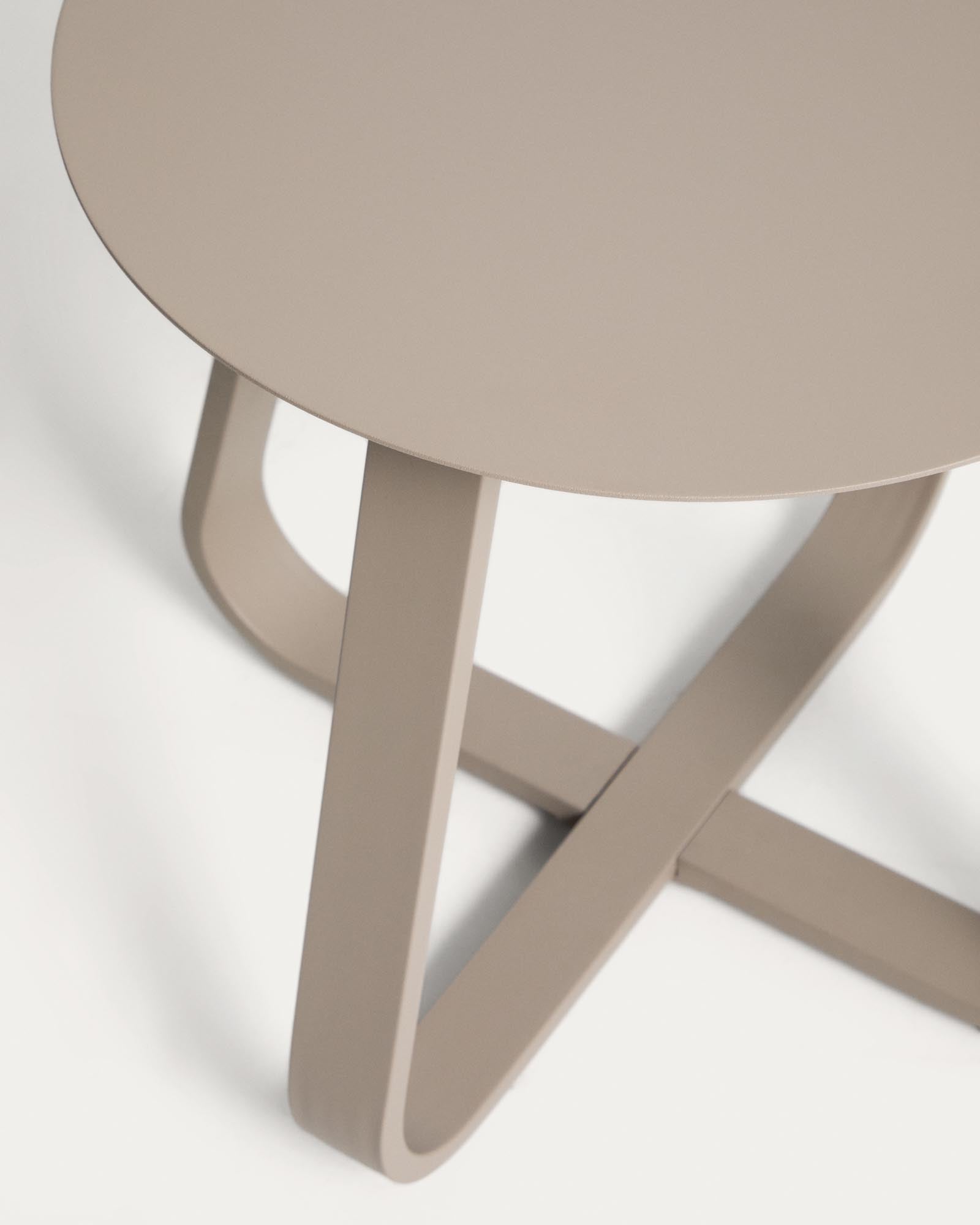Eleganter Outdoor Beistelltisch Tamaris aus robustem Aluminium in taupe, Ø 48 cm, ideal für Garten und Terrasse.