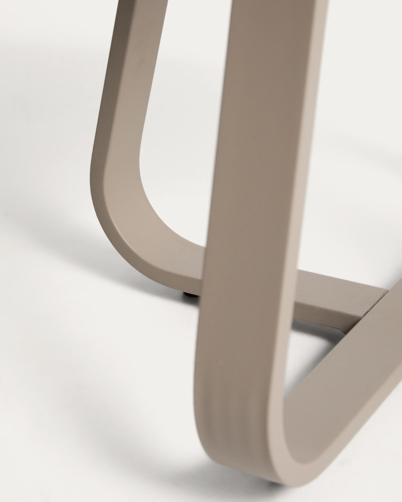 Eleganter Outdoor Beistelltisch Tamaris aus robustem Aluminium in Taupe, Ø 48 cm, ideal für Garten und Terrasse.