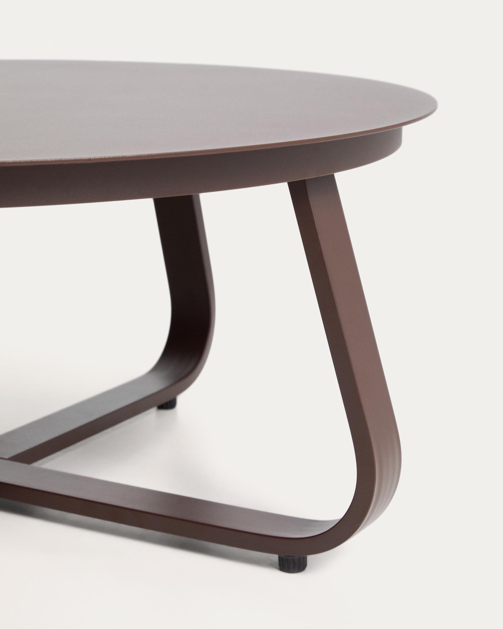 Eleganter Outdoor-Couchtisch Tamaris aus robustem braunem Aluminium, Ø 80 cm, ideal für entspannte Stunden im Freien.