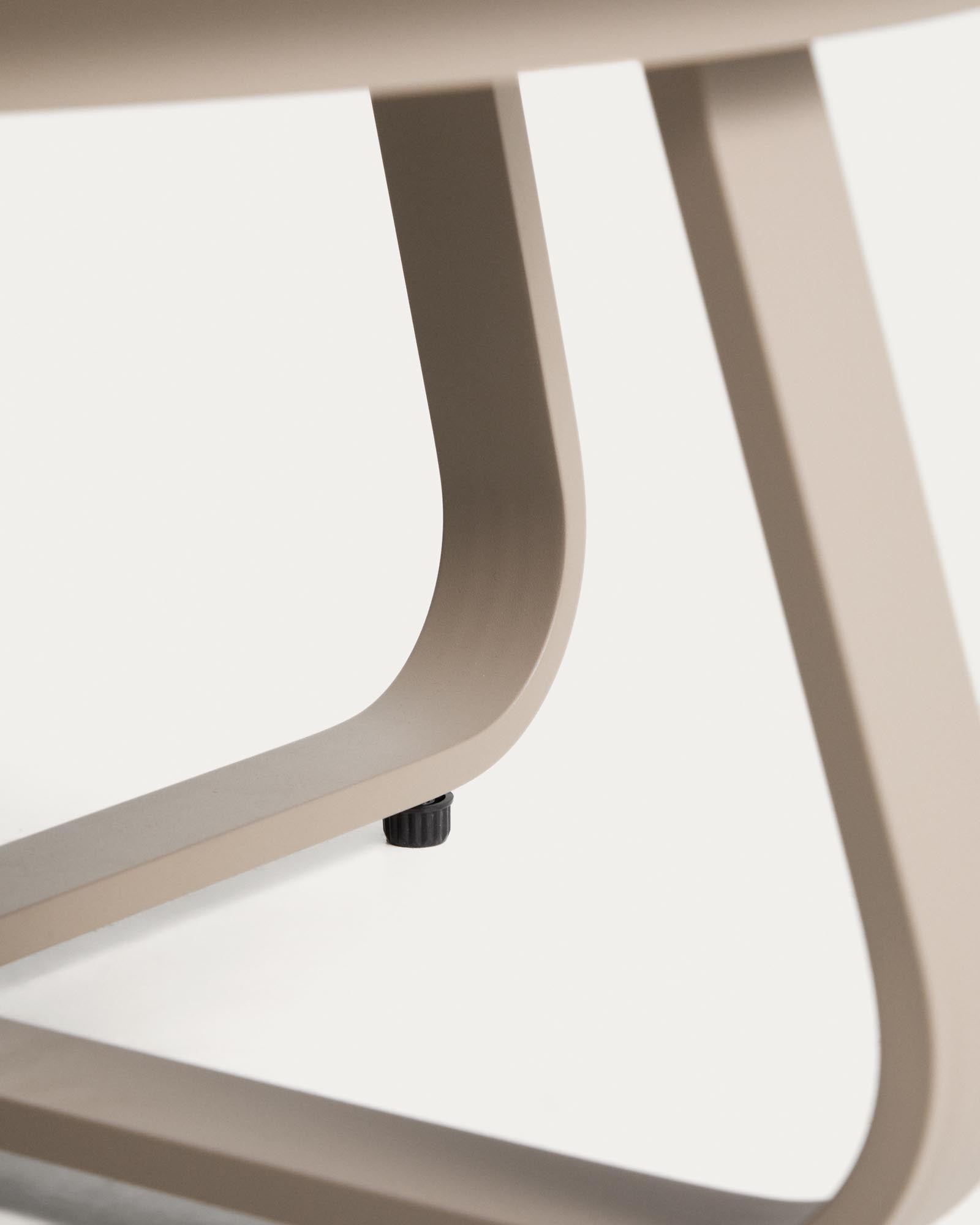 Moderner Loungetisch Tamaris aus robustem taupefarbenem Aluminium, Ø 80 cm, perfekt für stilvolle Outdoor-Bereiche und gesellige Abende.