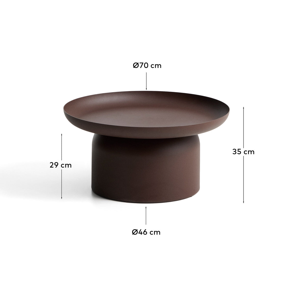 Couchtisch Arcola aus Aluminium in Braun, Ø 70 cm in Braun präsentiert im Onlineshop von KAQTU Design AG. Loungetisch ist von Kave Home