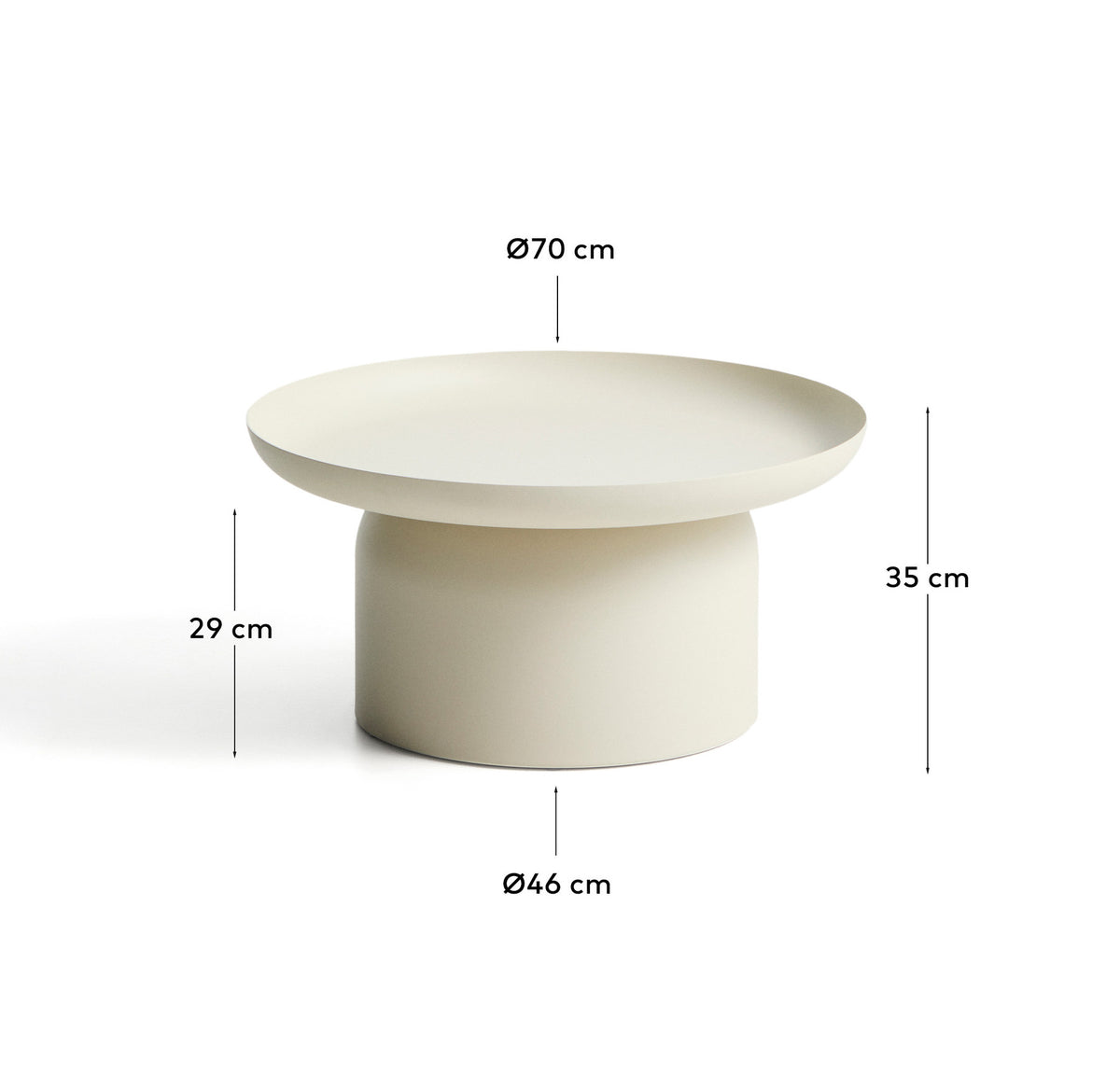 Couchtisch Arcola aus Aluminium in Ecru, Ø 70 cm in Beige, Ecru, Taupe präsentiert im Onlineshop von KAQTU Design AG. Loungetisch ist von Kave Home