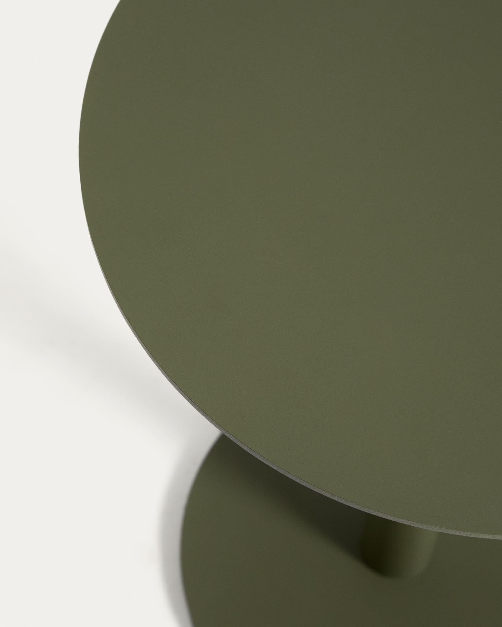 Moderner Beistelltisch Asinara aus robustem, grünem Aluminium, Ø 40 cm, perfekt für den Außenbereich, bringt Farbe und Stil in jeden Garten.
