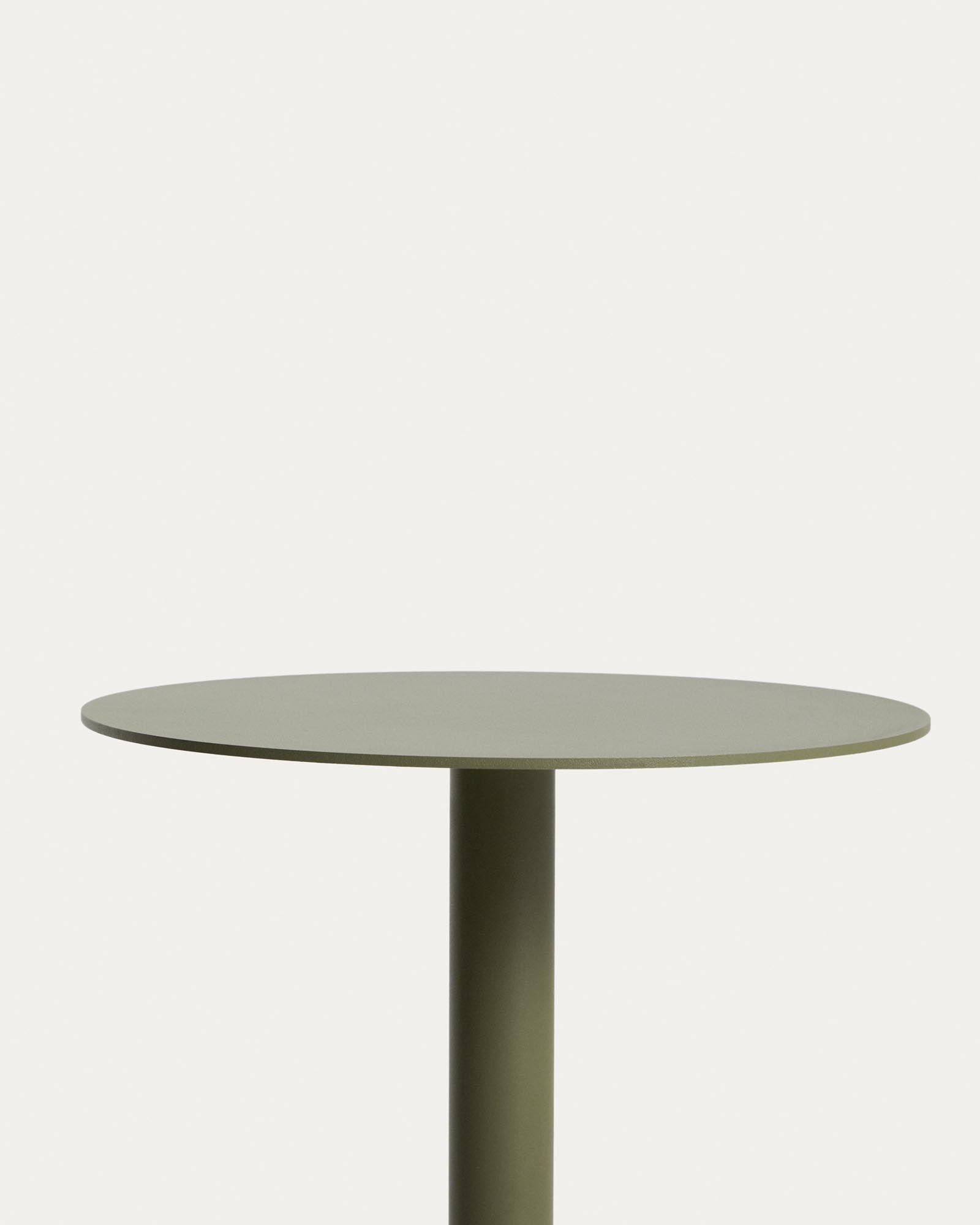 Moderner Beistelltisch Asinara aus robustem, grünem Aluminium, Ø 40 cm, perfekt für Terrassen und Gärten, setzt stilvolle Akzente im Freien.