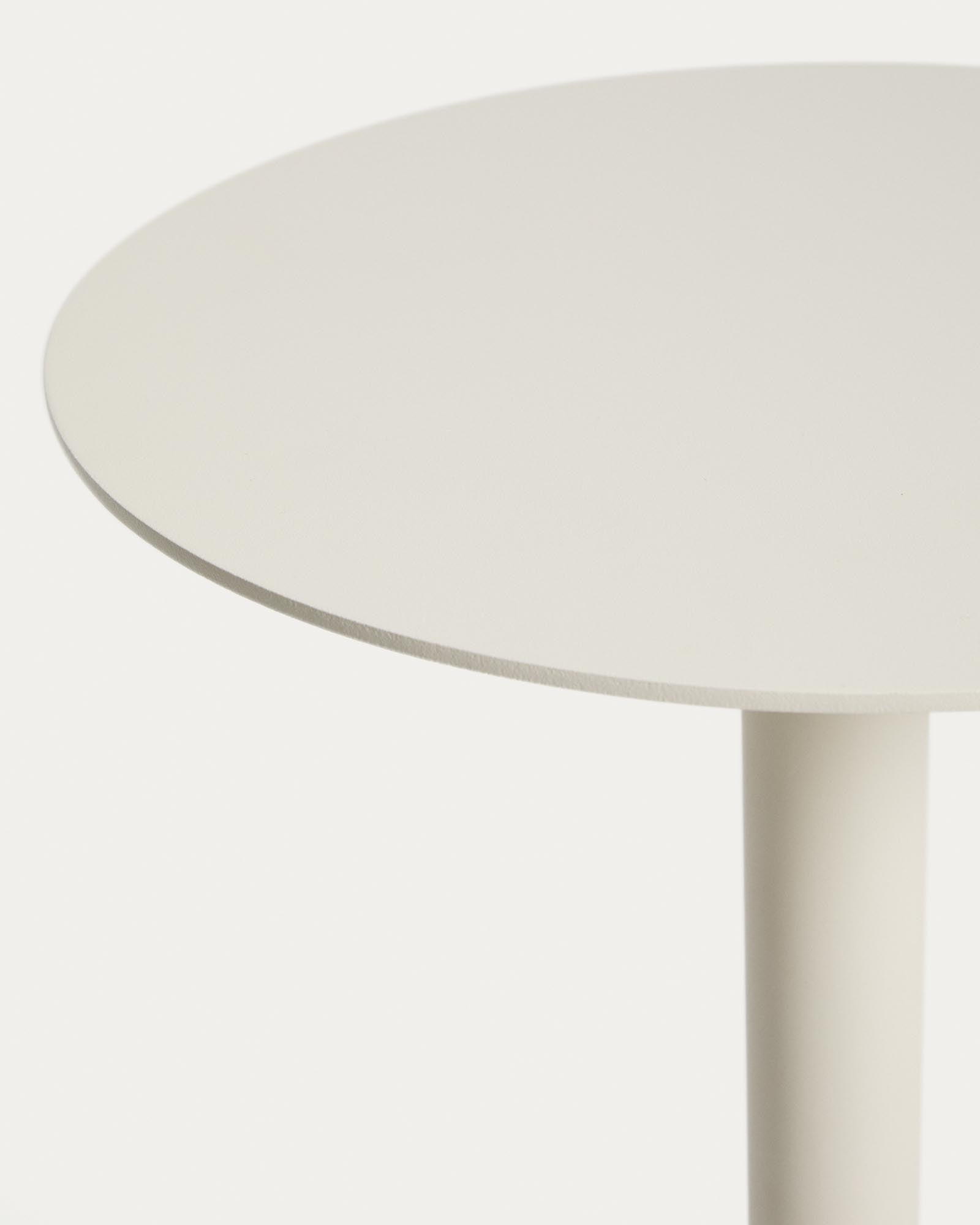Moderner Outdoor-Beistelltisch Asinara aus robustem, beigem Aluminium, Ø 40 cm, perfekt für Garten und Terrasse.