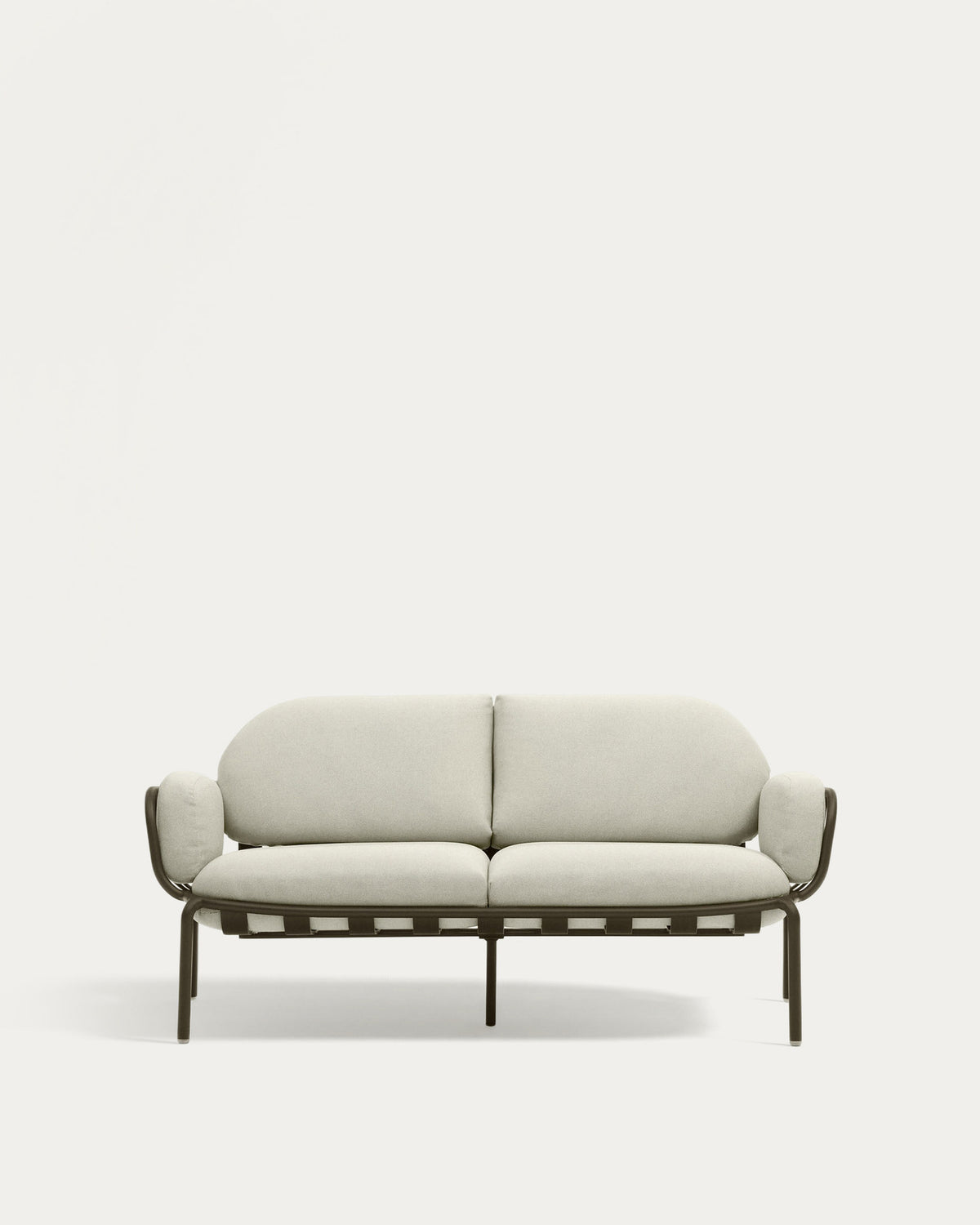 Divano da esterno Joncols 2 posti in alluminio verniciato verde con cuscini beige, 164 cm