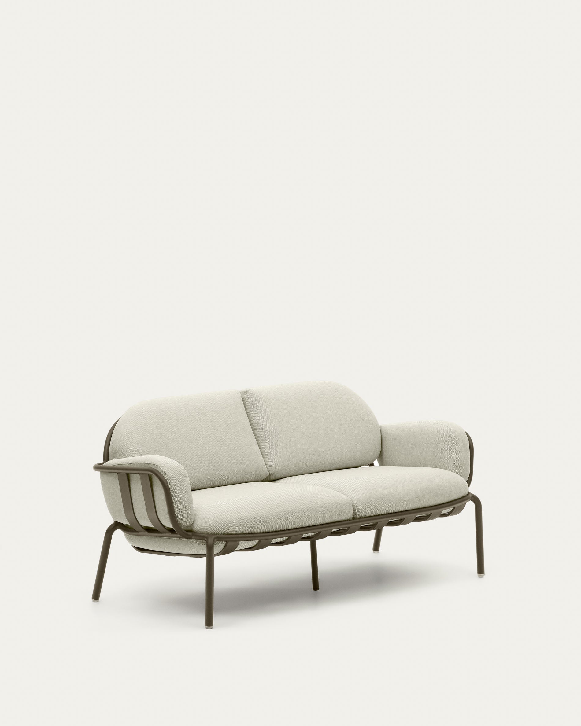 Elegantes 2-Sitzer-Gartensofa aus grünem Aluminium, ideal für stilvolle Entspannung im Freien.