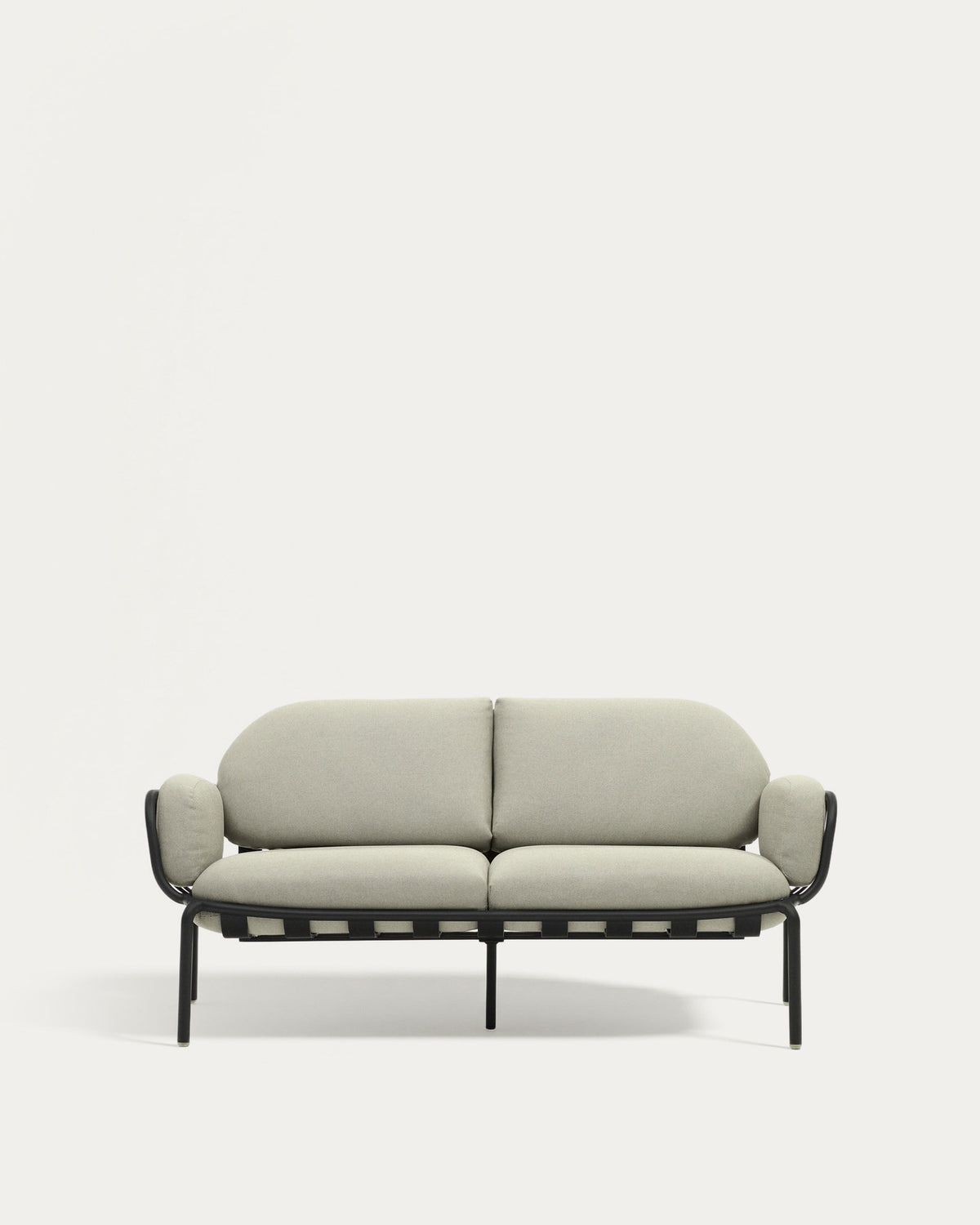 2-Sitzer-Outdoor-Sofa Joncols aus grau lackiertem Aluminium mit beigen Kissen, 164 cm in Grau, Hellgrün präsentiert im Onlineshop von KAQTU Design AG. Lounge Sofa ist von Kave Home