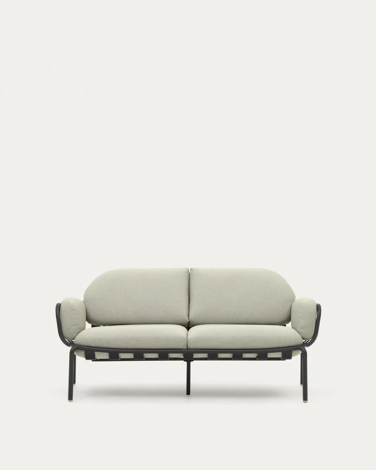 2-Sitzer-Outdoor-Sofa Joncols mit Bezug in Beige aus Aluminium mit grau lackiertem Finish 164 cm in Grau präsentiert im Onlineshop von KAQTU Design AG. Lounge Sofa ist von Kave Home