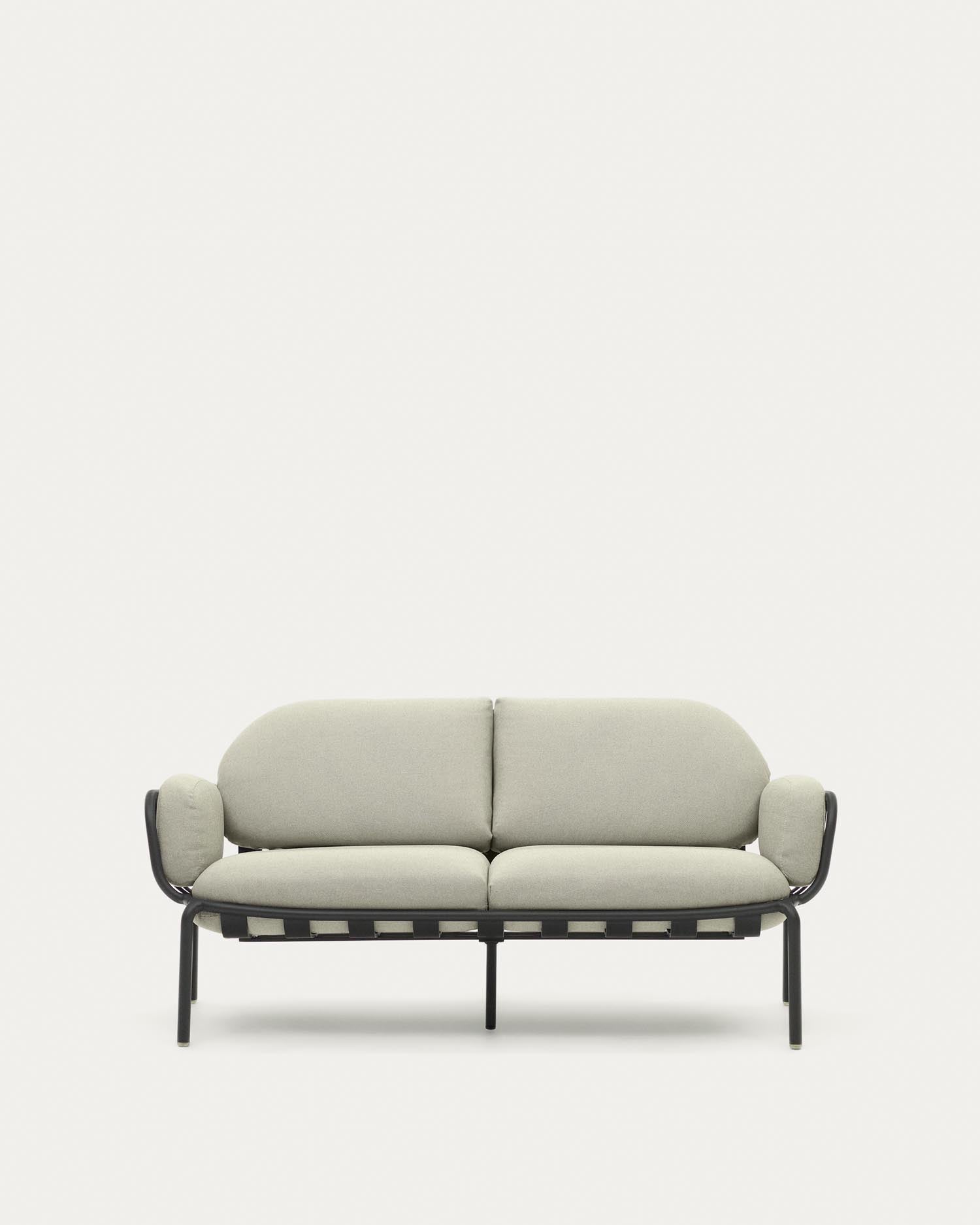 2-Sitzer-Outdoor-Sofa Joncols mit Bezug in Beige aus Aluminium mit grau lackiertem Finish 164 cm in Grau präsentiert im Onlineshop von KAQTU Design AG. Lounge Sofa ist von Kave Home