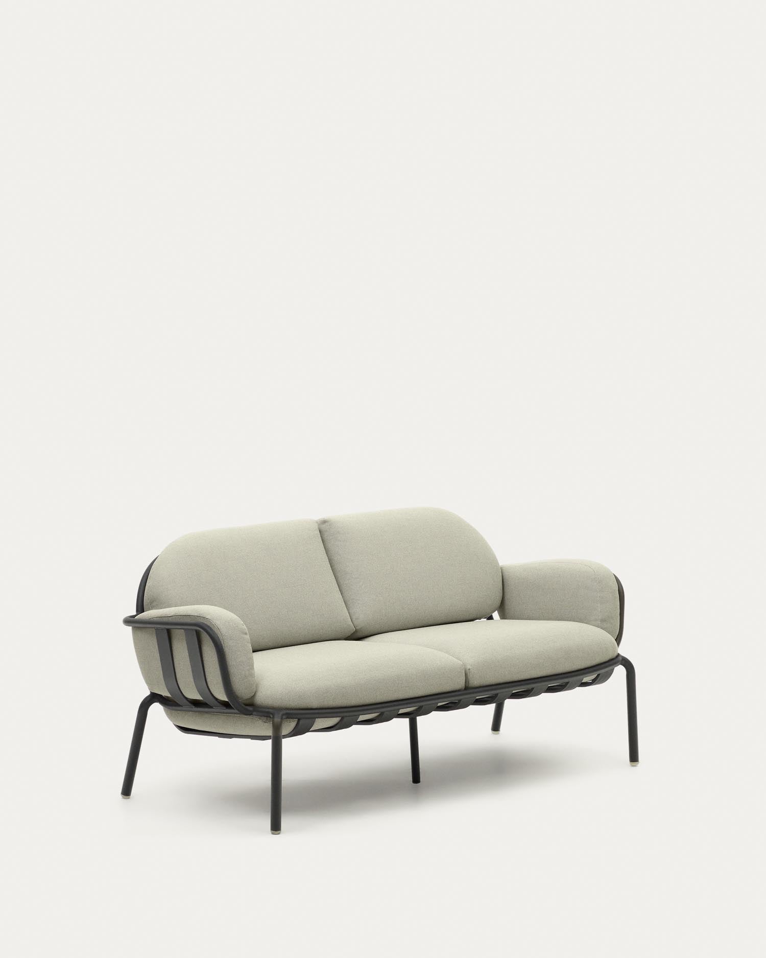 2-Sitzer-Outdoor-Sofa Joncols mit Bezug in Beige aus Aluminium mit grau lackiertem Finish 164 cm in Grau präsentiert im Onlineshop von KAQTU Design AG. Lounge Sofa ist von Kave Home
