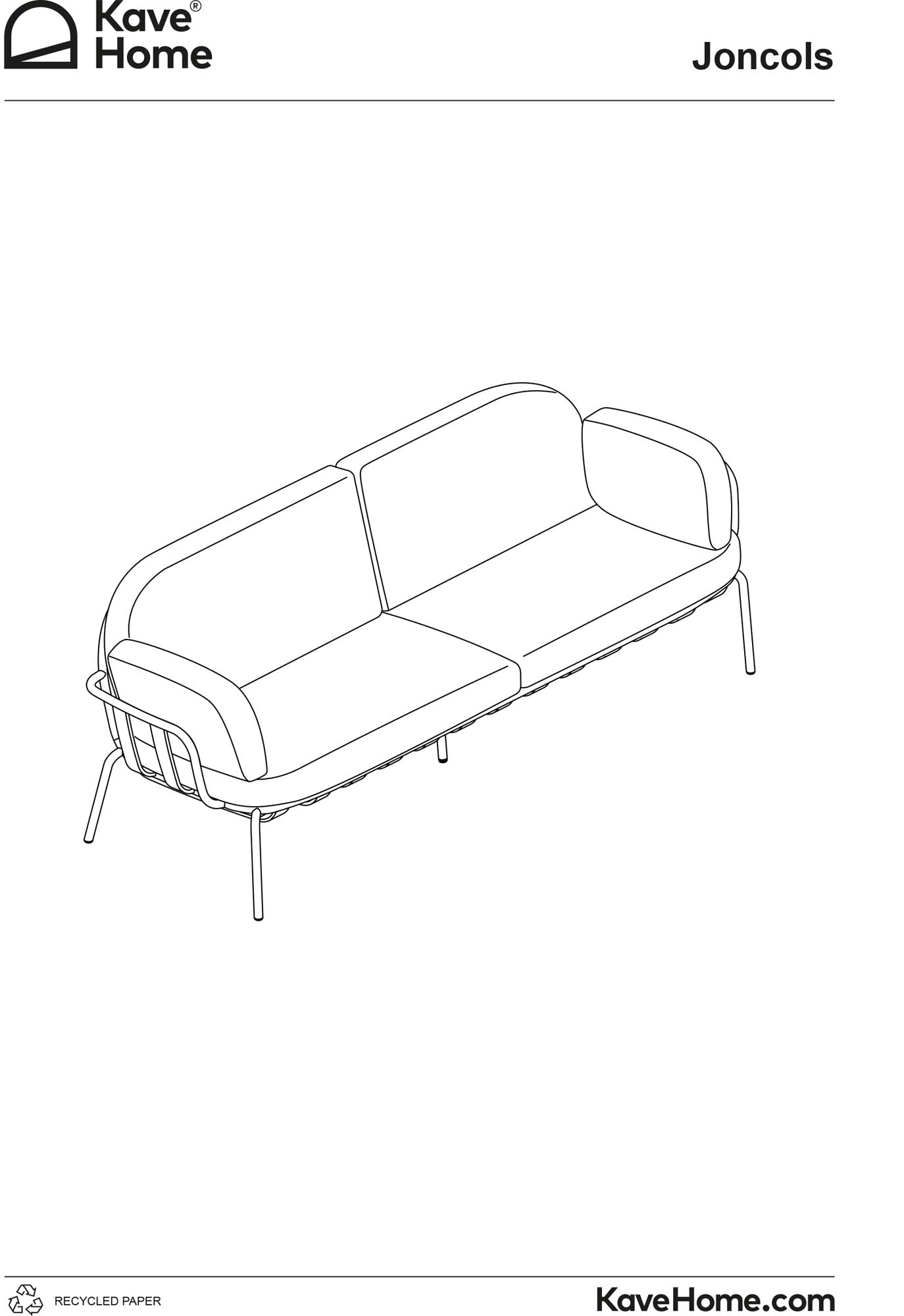 2-Sitzer-Outdoor-Sofa Joncols mit Bezug in Beige aus Aluminium mit grau lackiertem Finish 164 cm in Grau präsentiert im Onlineshop von KAQTU Design AG. Lounge Sofa ist von Kave Home