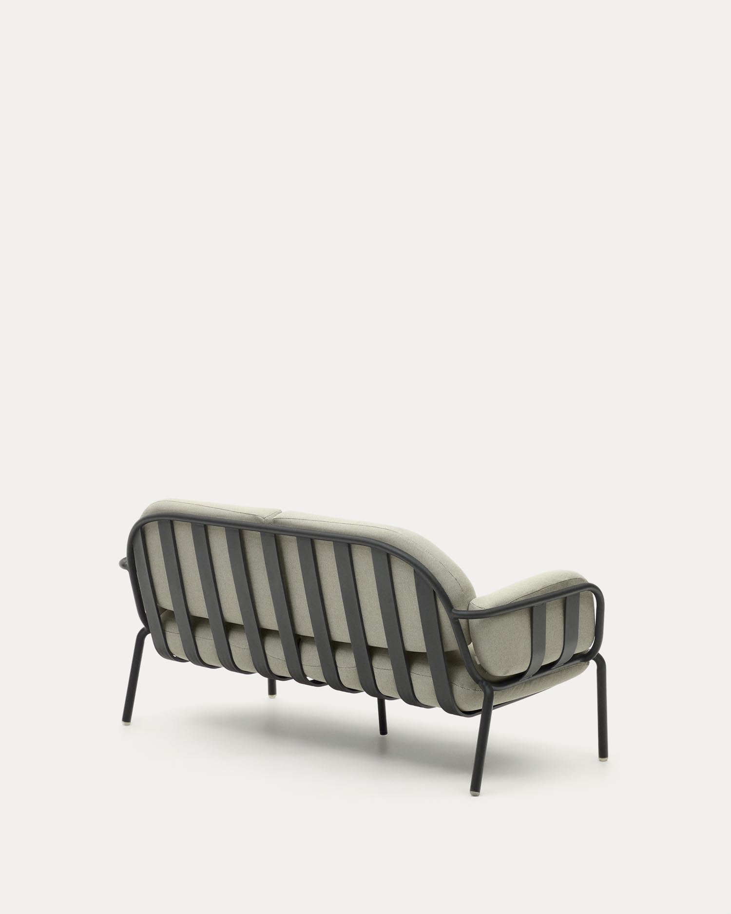 2-Sitzer-Outdoor-Sofa Joncols mit Bezug in Beige aus Aluminium mit grau lackiertem Finish 164 cm in Grau präsentiert im Onlineshop von KAQTU Design AG. Lounge Sofa ist von Kave Home