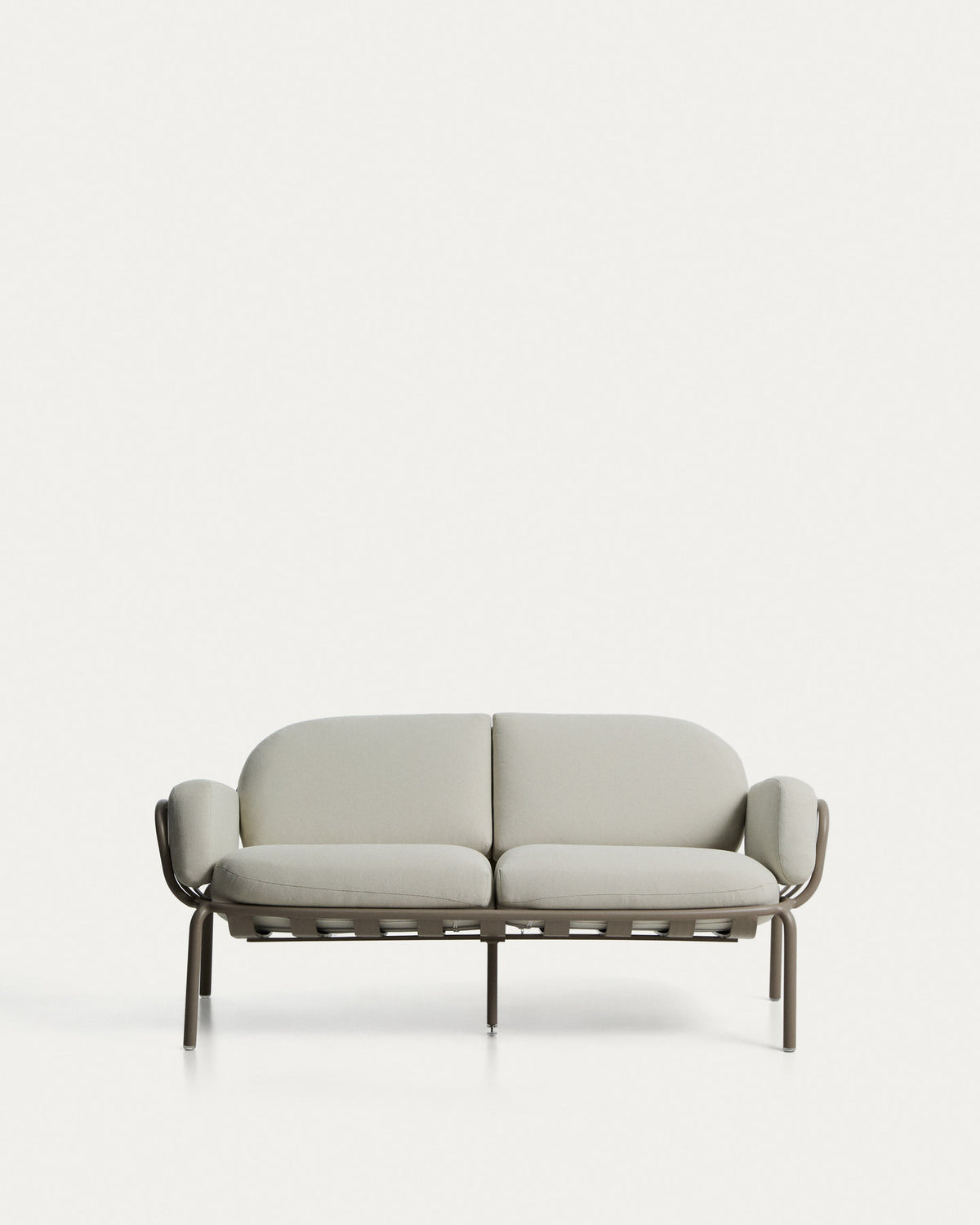 2-Sitzer-Outdoor-Sofa Joncols aus taupefarben lackiertem Aluminium mit beigen Kissen, 164 cm in Taupe, Beige präsentiert im Onlineshop von KAQTU Design AG. Lounge Sofa ist von Kave Home