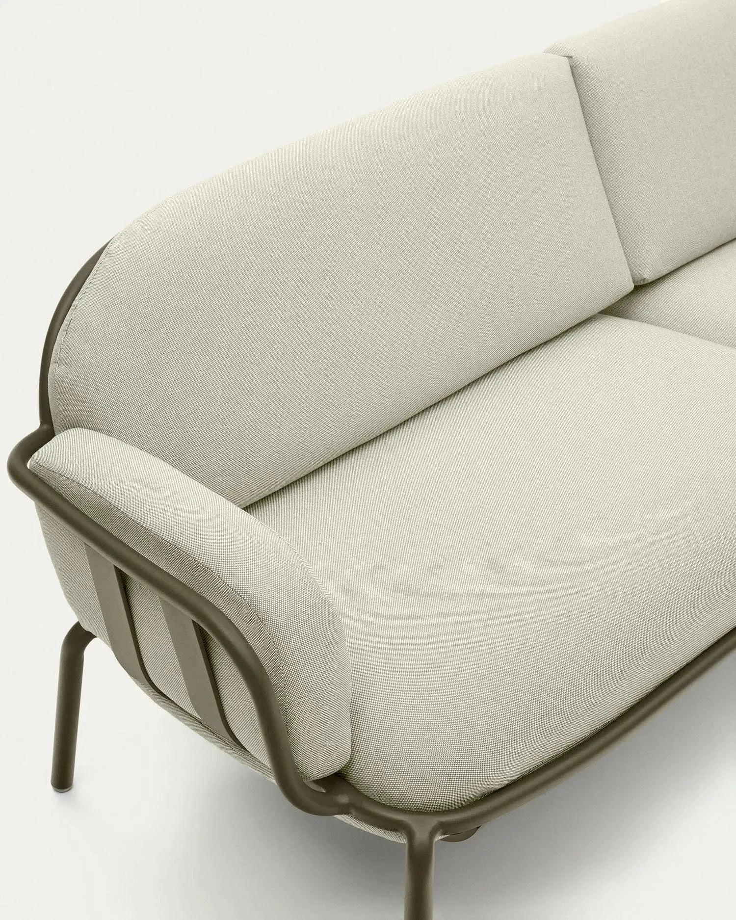 Stilvolles 3-Sitzer-Gartensofa aus grünem Aluminium, 225 cm, perfekt für zeitgemäße und gemütliche Outdoor-Bereiche.