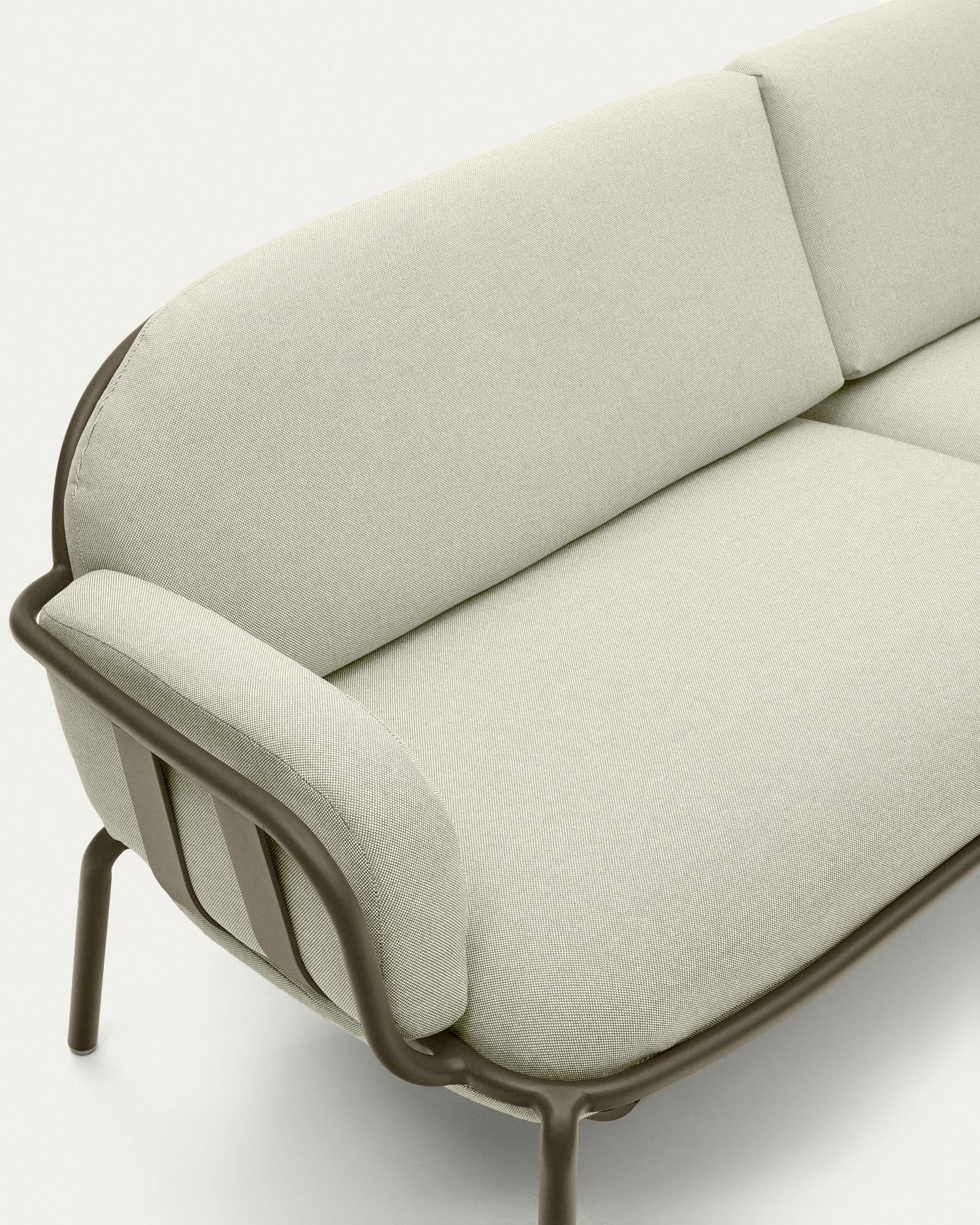 Elegantes 3-Sitzer-Gartensofa aus grünem Aluminium, 225 cm breit, ideal für stilvolle Außenbereiche. Robust und modern.