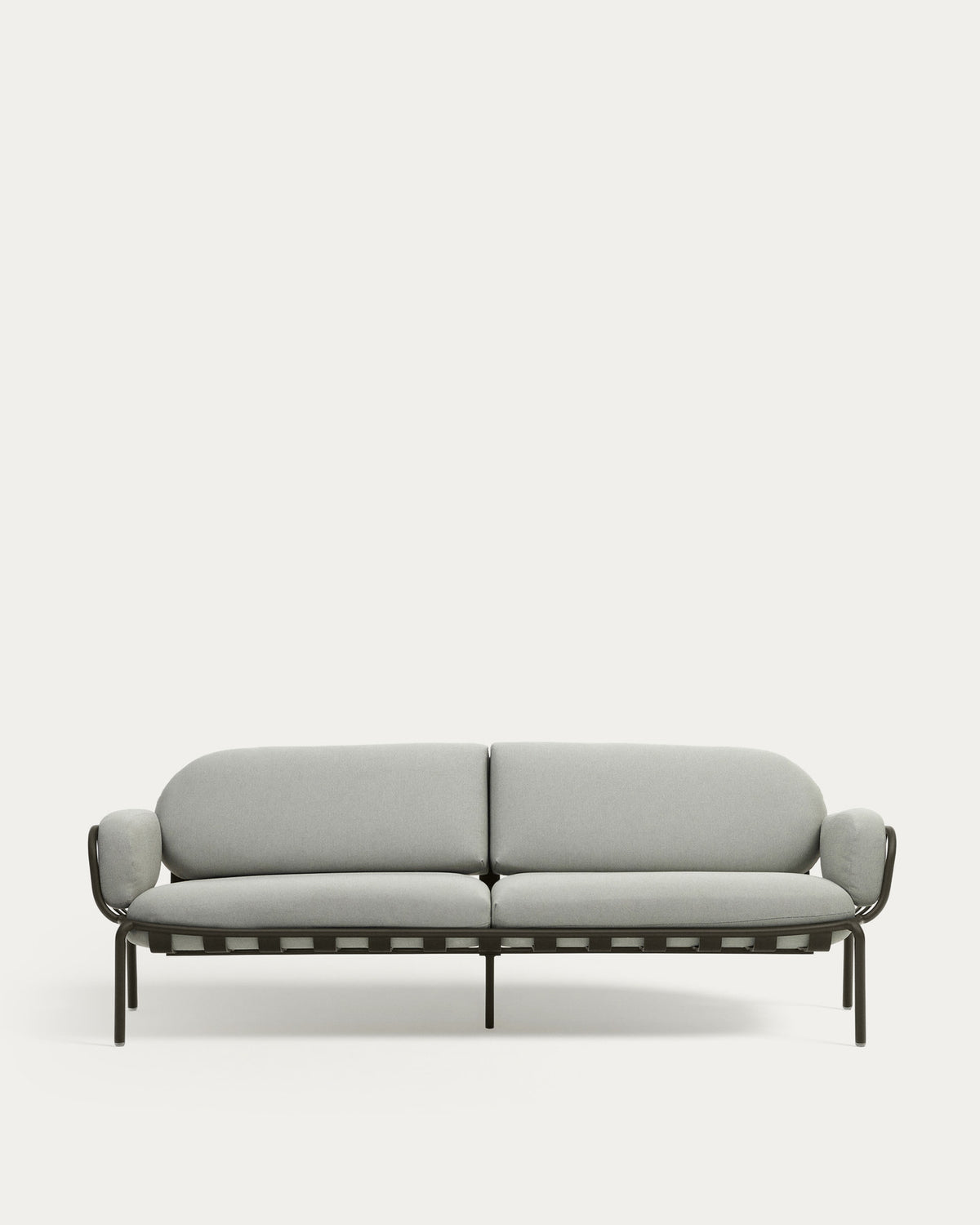 3-Sitzer-Outdoor-Sofa Joncols aus grün lackiertem Aluminium mit grauen Kissen, 224 cm in Grau, Hellgrün präsentiert im Onlineshop von KAQTU Design AG. Lounge Sofa ist von Kave Home