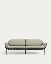 Divano da esterno Joncols 3 posti in alluminio verniciato grigio con cuscini beige, 224 cm