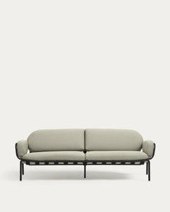 Divano da esterno Joncols 3 posti in alluminio verniciato grigio con cuscini beige, 224 cm