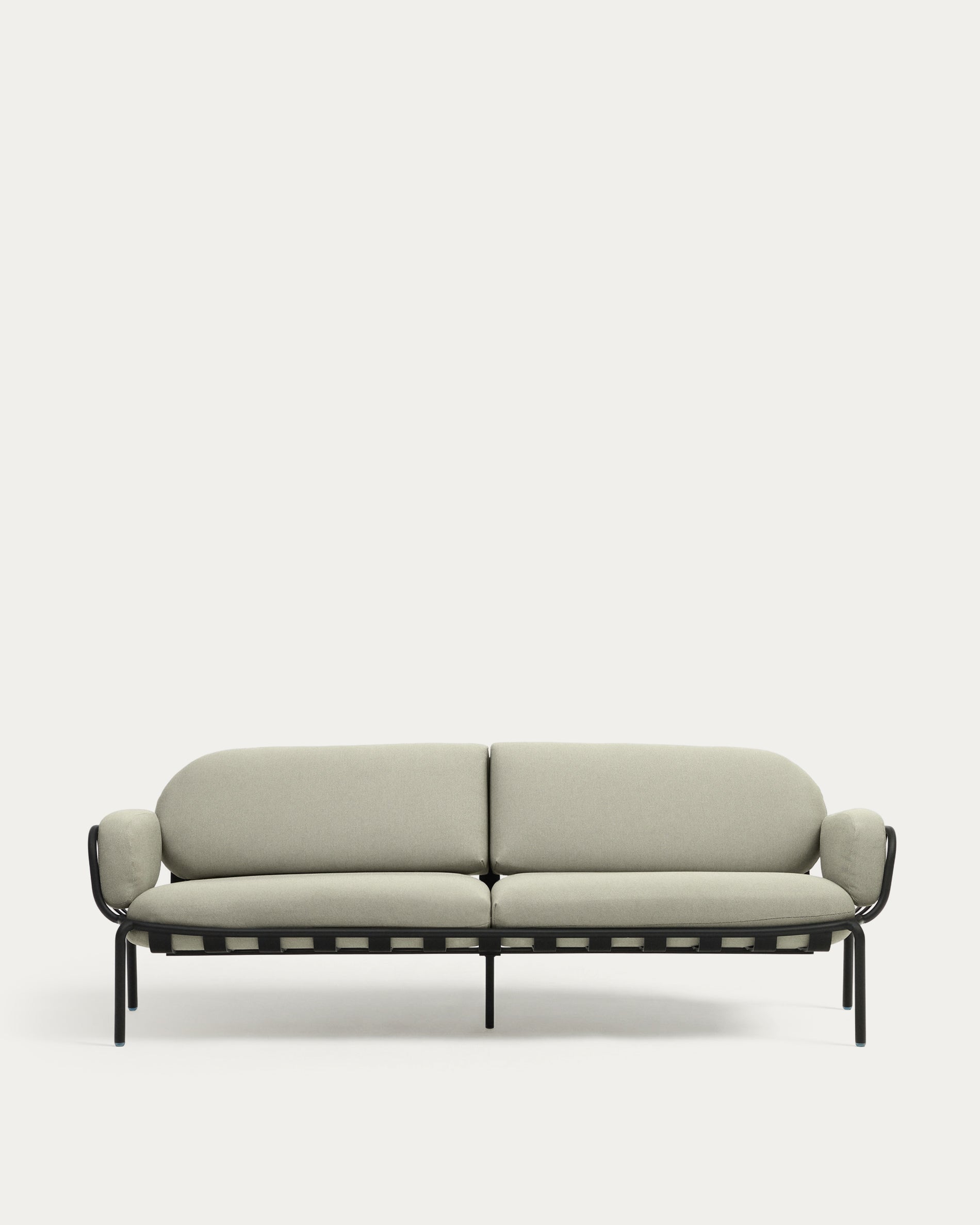 3-Sitzer-Outdoor-Sofa Joncols mit Bezug in Beige aus Aluminium mit grau lackiertem Finish 225 cm in Grau präsentiert im Onlineshop von KAQTU Design AG. Loungesofa ist von Kave Home