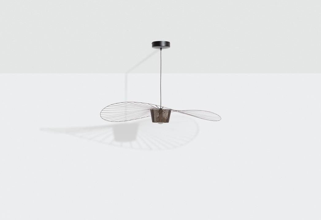 Vertigo Pendelleuchte von Petite Friture in Bronze, Schirm aus Polyurethanbändern auf Struktur aus Stahl und Fiberglas, Durchmesser 110 cm.