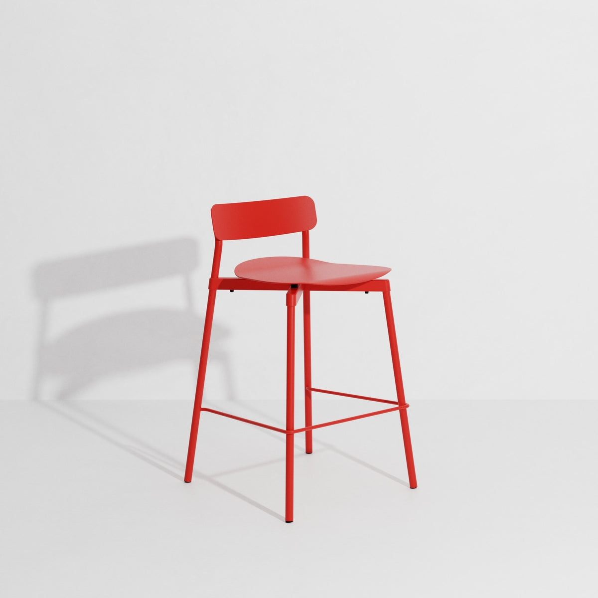Barhocker Fromme aus schwarzem Aluminium mit mattierter, grained anti-UV-Pulverbeschichtung, schlanke Silhouette, Sitzhöhe 65cm.
