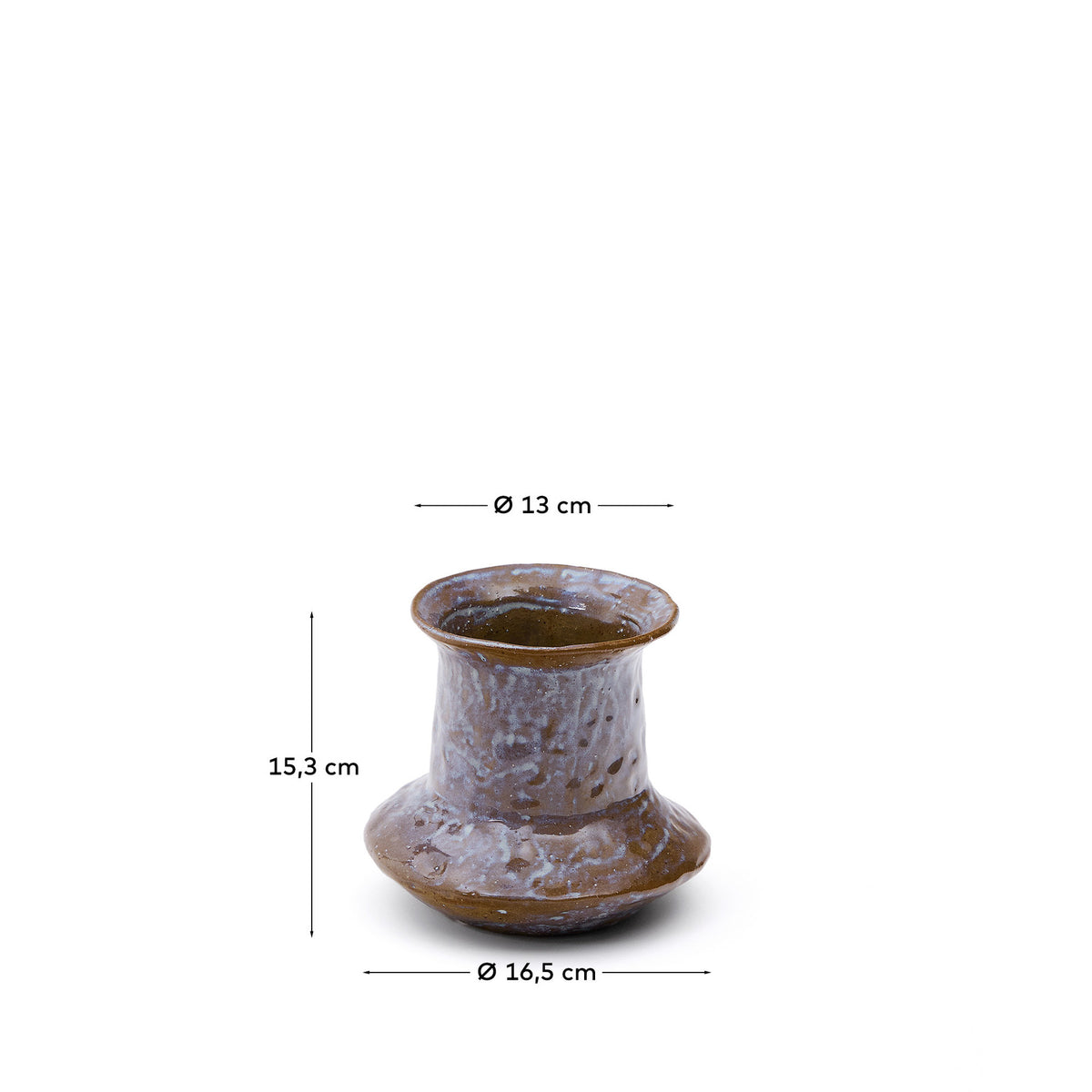 Keramikvase Olaris in Braun, 16 cm in Blau präsentiert im Onlineshop von KAQTU Design AG. Vase ist von Kave Home