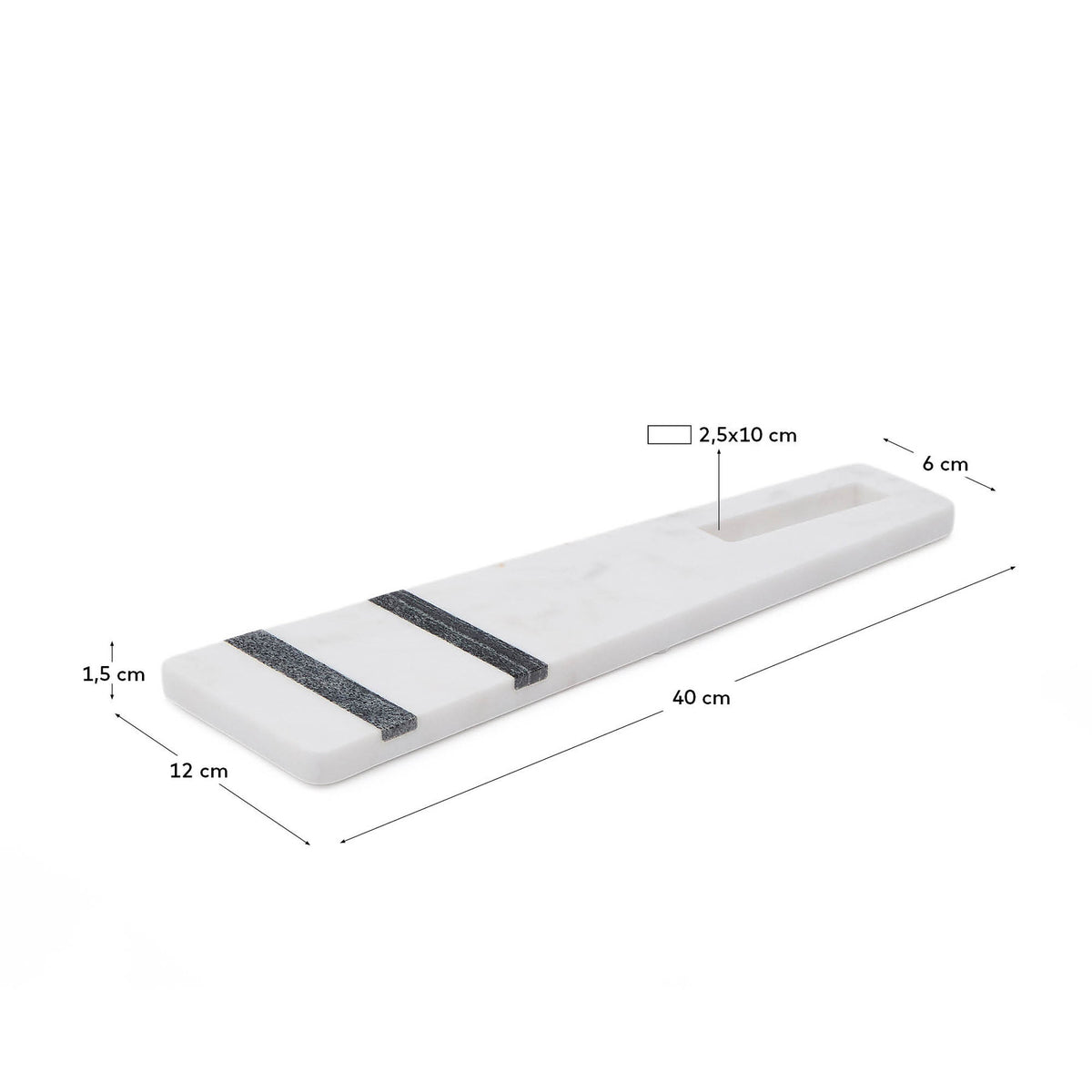 Kleines Servierbrett Nira aus weissem und grauem Marmor in Weiss, Schwarz präsentiert im Onlineshop von KAQTU Design AG. Schneidbrett ist von Kave Home