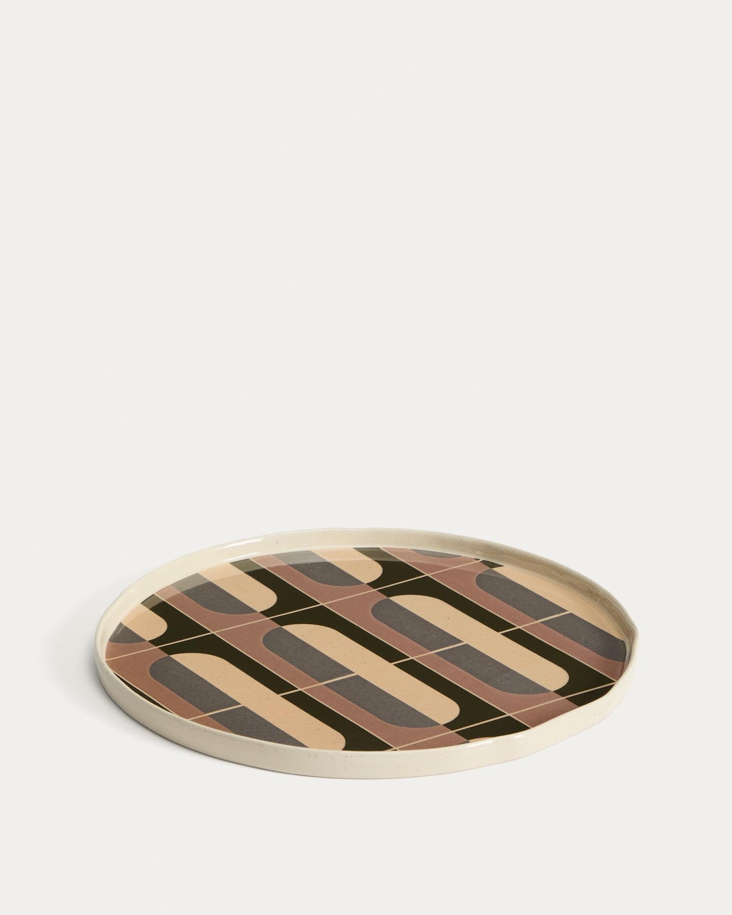 Speiseteller Julnet aus brauner Keramik in Beige präsentiert im Onlineshop von KAQTU Design AG. Teller ist von Kave Home