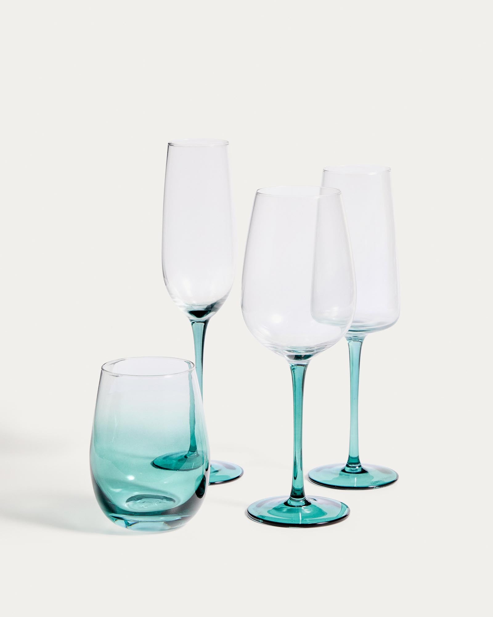 Elegantes Sektglas Irides in blauem und klarem Glas, 24,5 cl, ideal für festliche Anlässe und stilvolle Tischdekoration.
