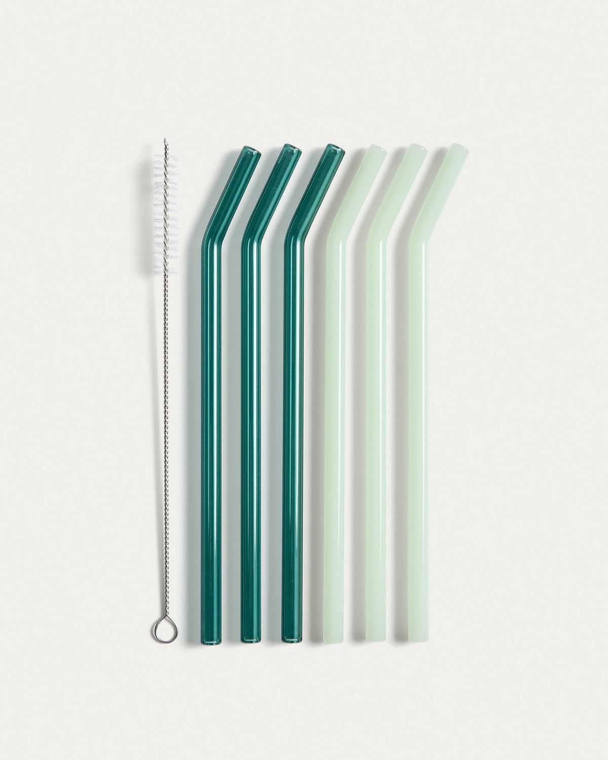 Set Micla mit 6 Trinkhalmen aus Glas, 10,5 cm in Grün präsentiert im Onlineshop von KAQTU Design AG. Trinkhalme ist von Kave Home
