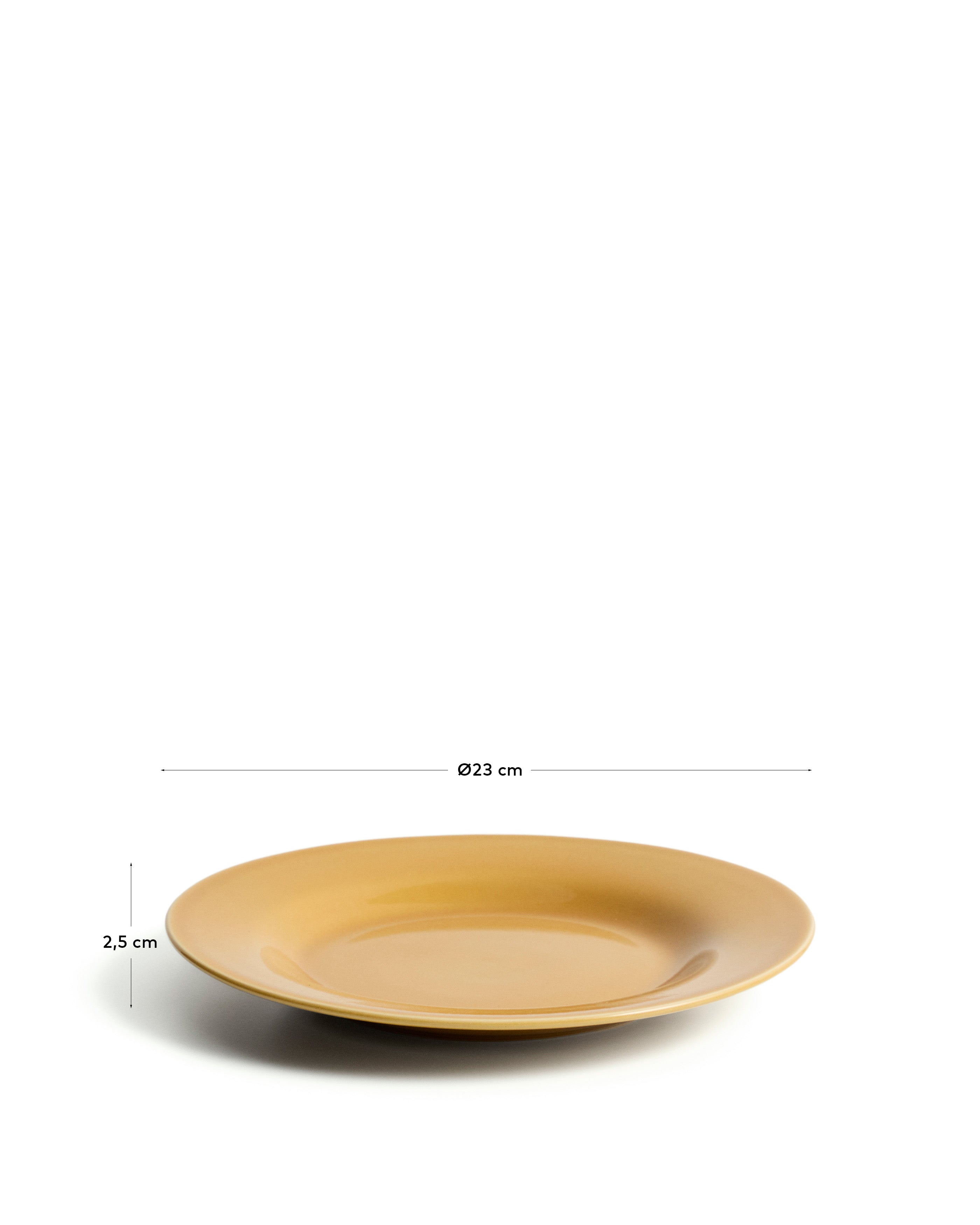 Eleganter gelber Dessertteller Selune aus Keramik von Kave Home, ideal für süße Leckereien und stilvolle Tischdekoration.